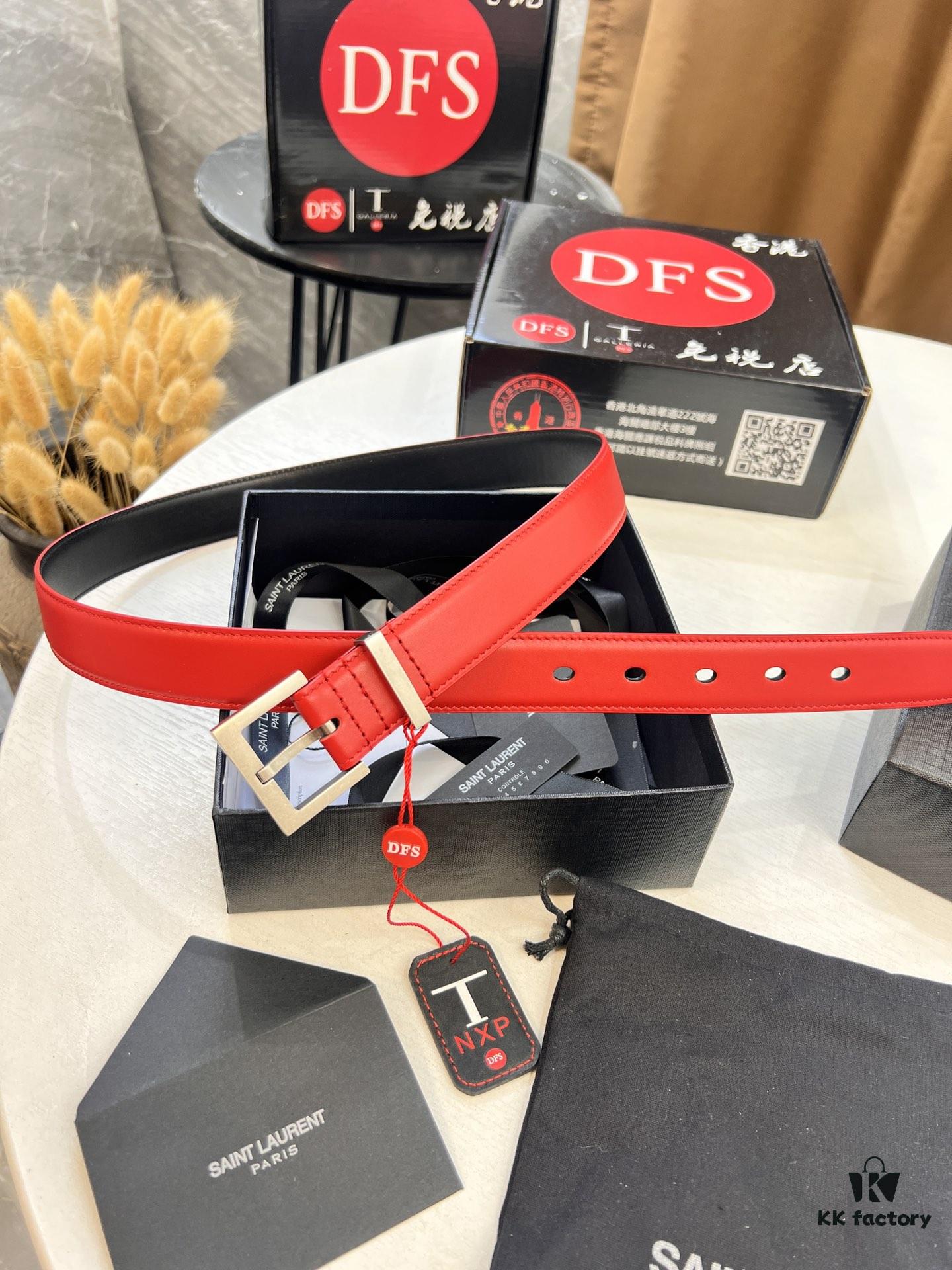 Top Women's Leather Belt, Hong Kong Duty-Free Gift Box (NXP Hangtag with Authenticity Chip, Official Anti-Counterfeit Verification)