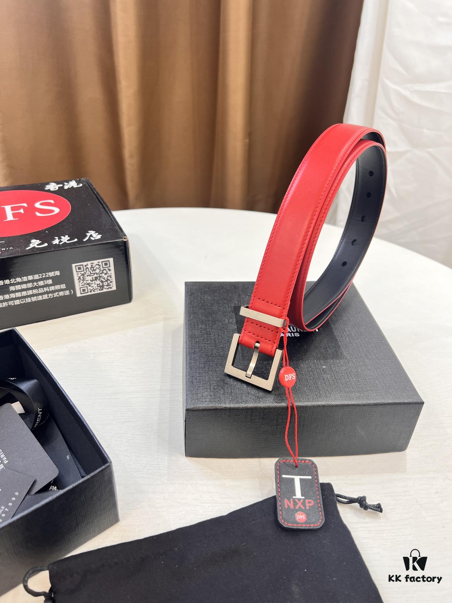Top Women's Leather Belt, Hong Kong Duty-Free Gift Box (NXP Hangtag with Authenticity Chip, Official Anti-Counterfeit Verification)