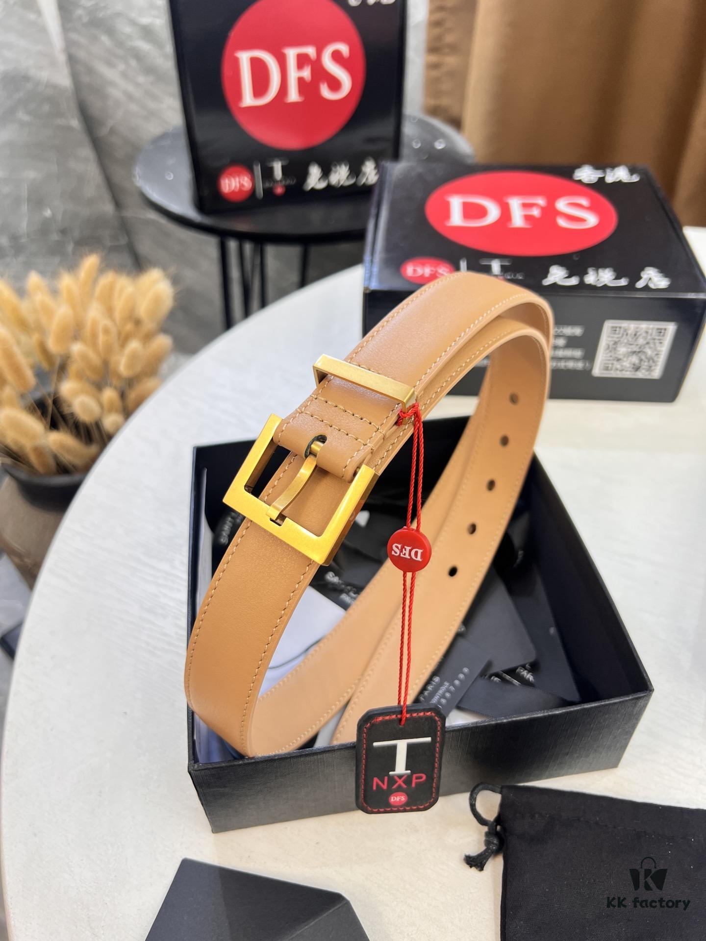 Top Women's Leather Belt, Hong Kong Duty-Free Gift Box (NXP Hangtag with Authenticity Chip, Official Anti-Counterfeit Verification)