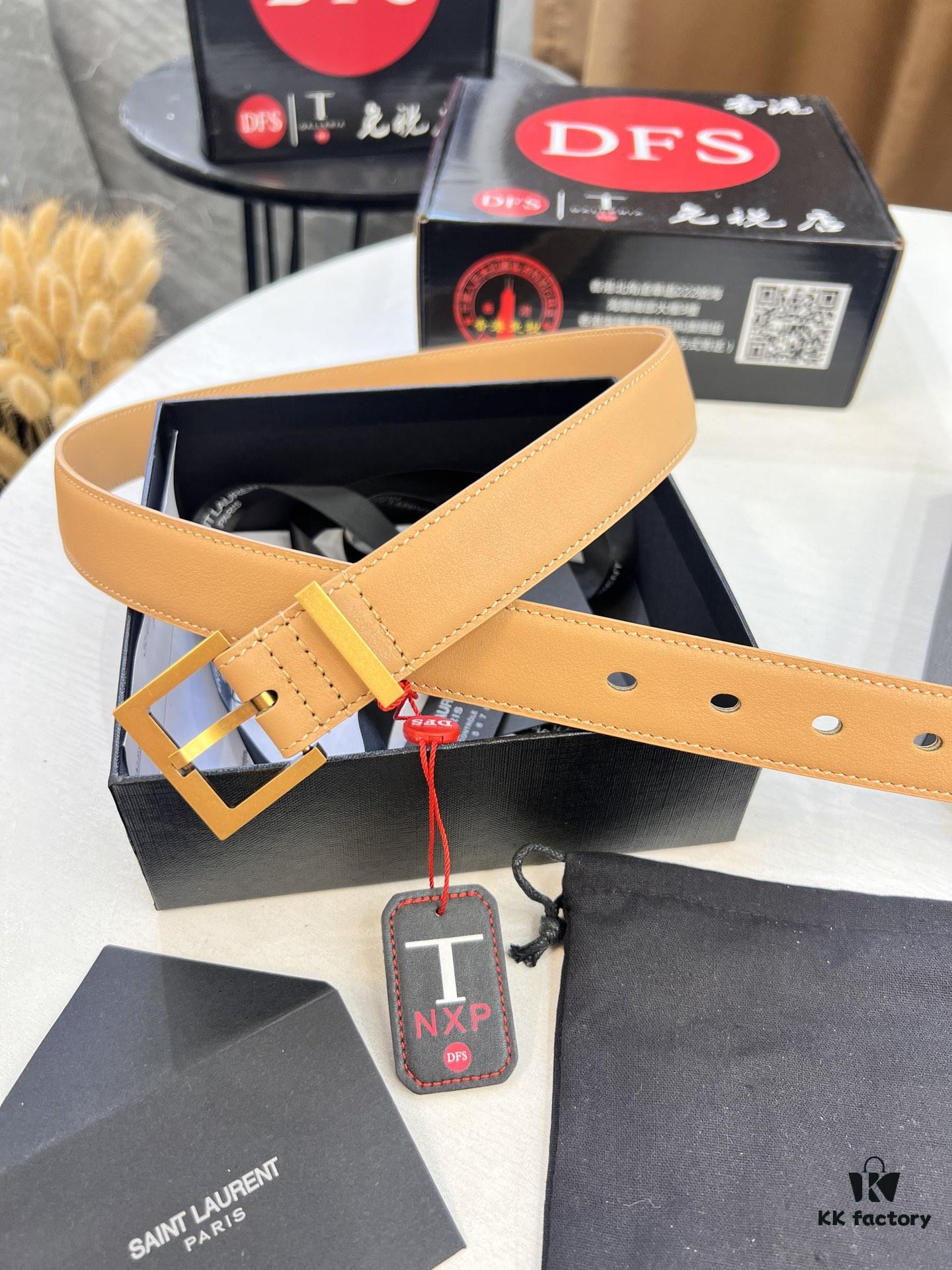 Top Women's Leather Belt, Hong Kong Duty-Free Gift Box (NXP Hangtag with Authenticity Chip, Official Anti-Counterfeit Verification)