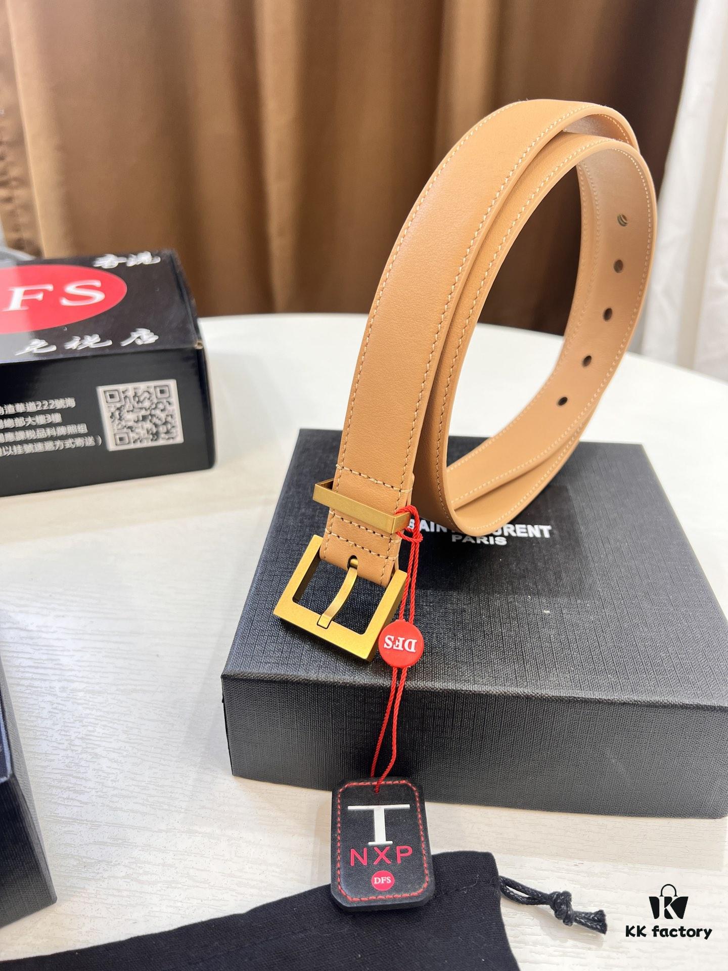 Top Women's Leather Belt, Hong Kong Duty-Free Gift Box (NXP Hangtag with Authenticity Chip, Official Anti-Counterfeit Verification)