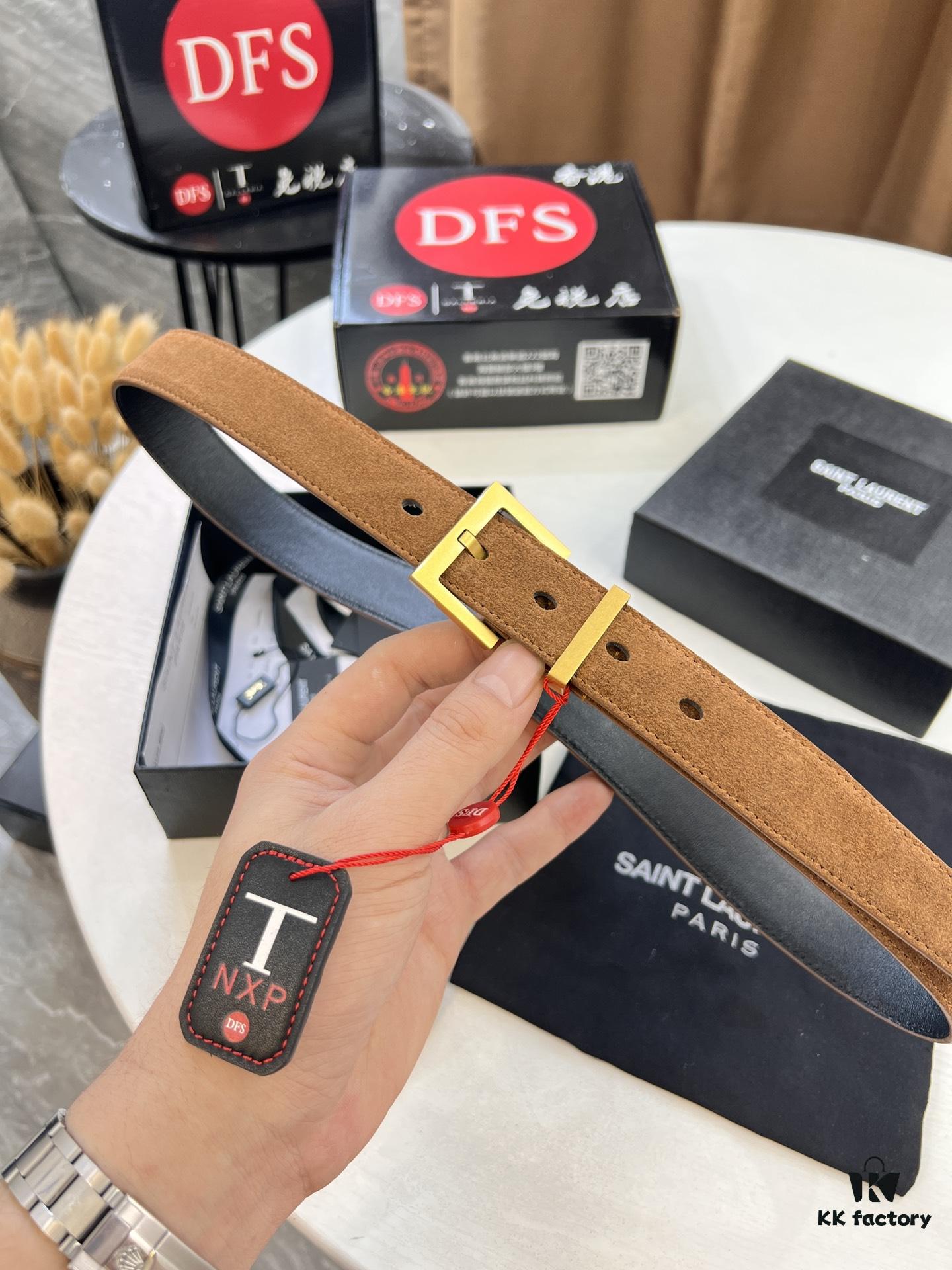 Top Women's Leather Belt, Hong Kong Duty-Free Gift Box (NXP Tag with Official Website Authentication, Genuine Anti-Counterfeit Chip)