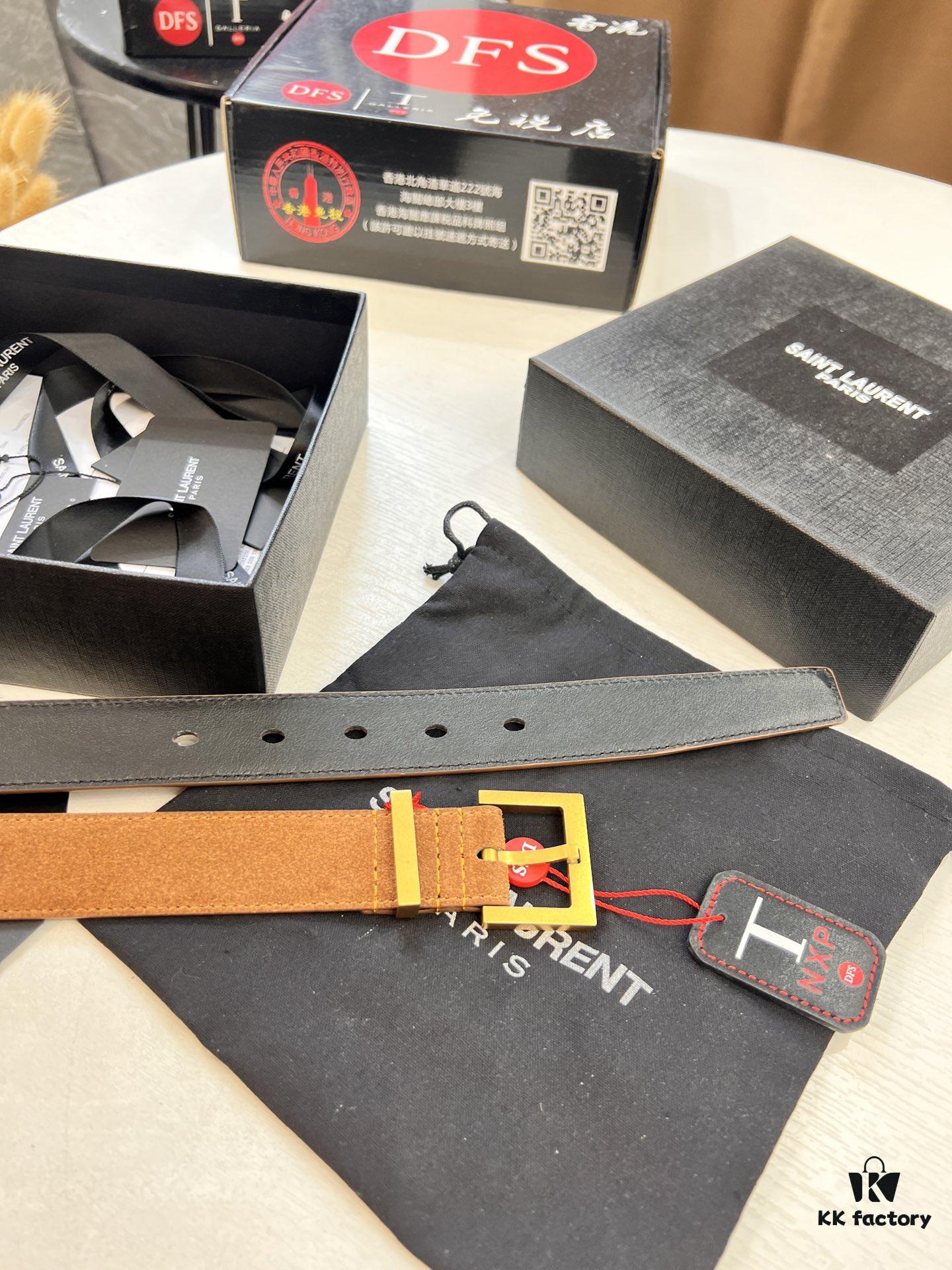 Top Women's Leather Belt, Hong Kong Duty-Free Gift Box (NXP Tag with Official Website Authentication, Genuine Anti-Counterfeit Chip)