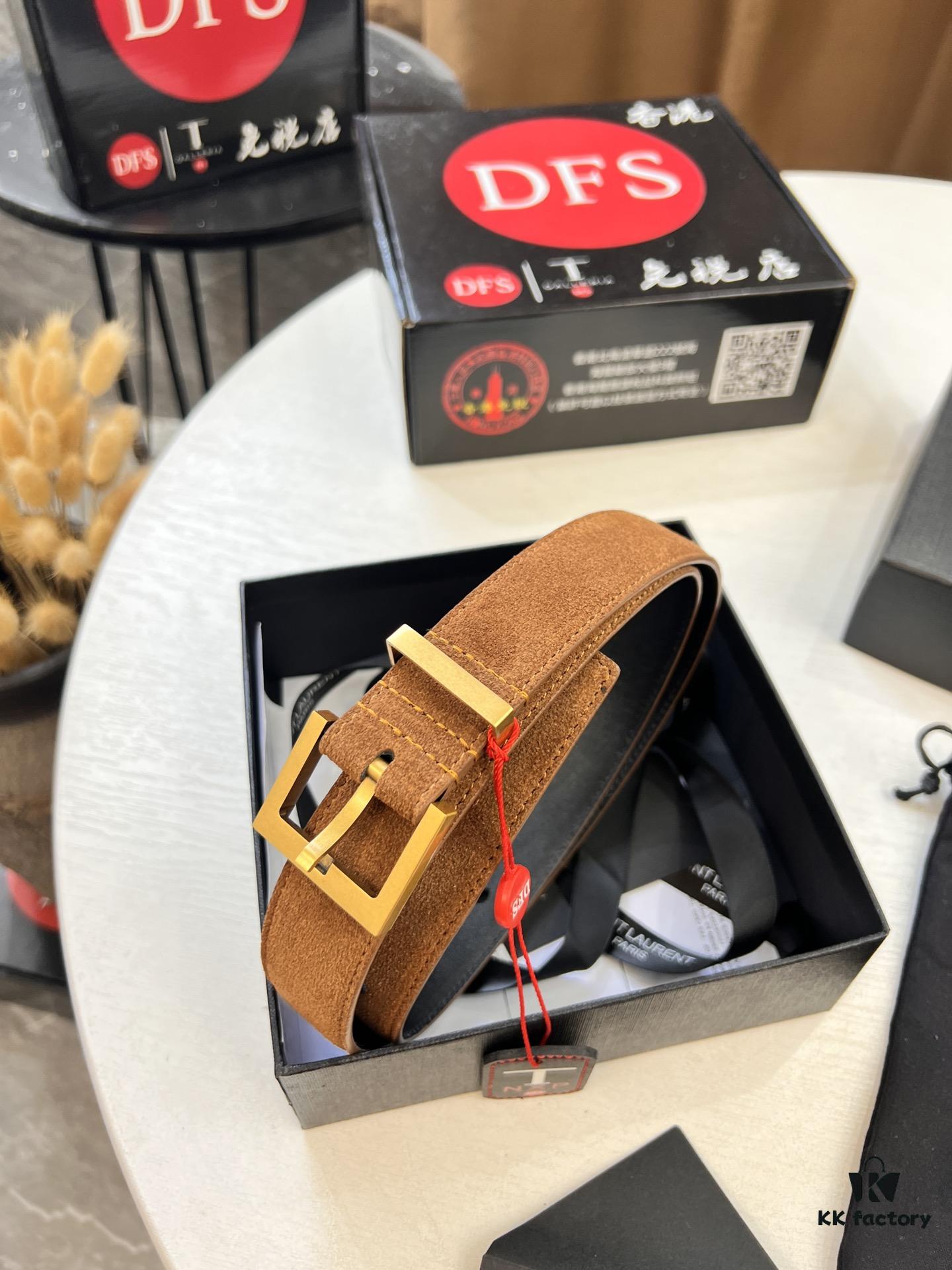 Top Women's Leather Belt, Hong Kong Duty-Free Gift Box (NXP Tag with Official Website Authentication, Genuine Anti-Counterfeit Chip)