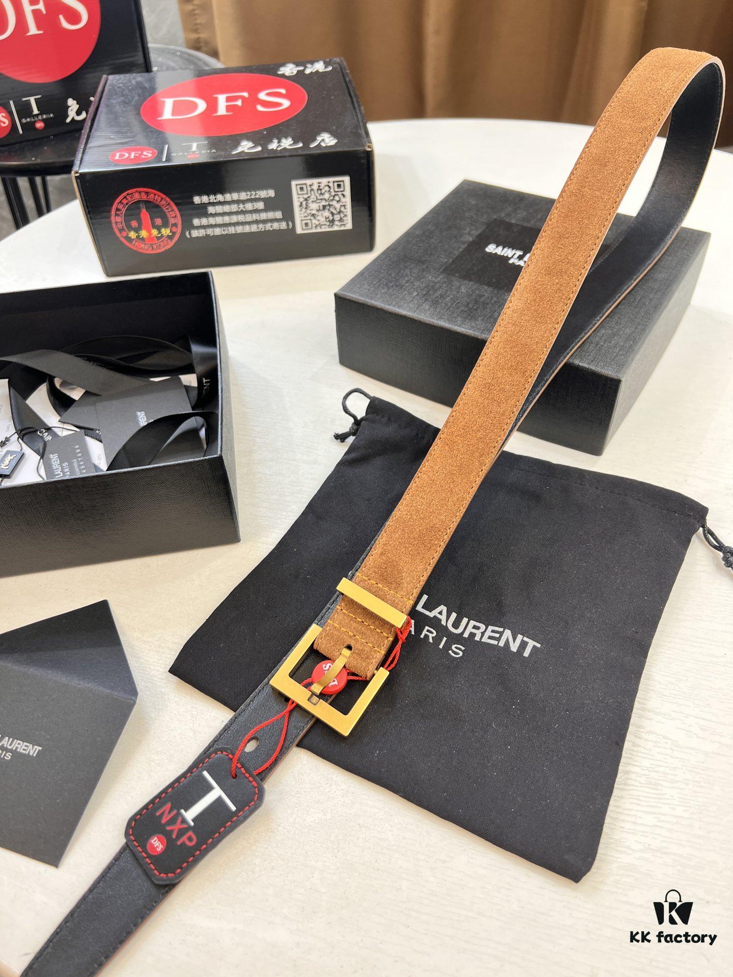 Top Women's Leather Belt, Hong Kong Duty-Free Gift Box (NXP Tag with Official Website Authentication, Genuine Anti-Counterfeit Chip)