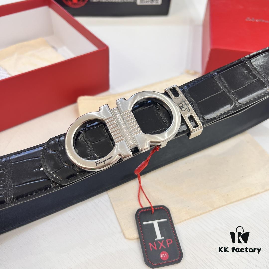 Top-tier Belt, Hong Kong Duty-Free T Gift Box, Anti-Counterfeit QR Code Authentication, Hong Kong SAR Address, New 8-Shaped Genuine Hardware, Precision Polished, Authentic Molded Logo with Stamp, New Hot Product🔥 Ferragamo