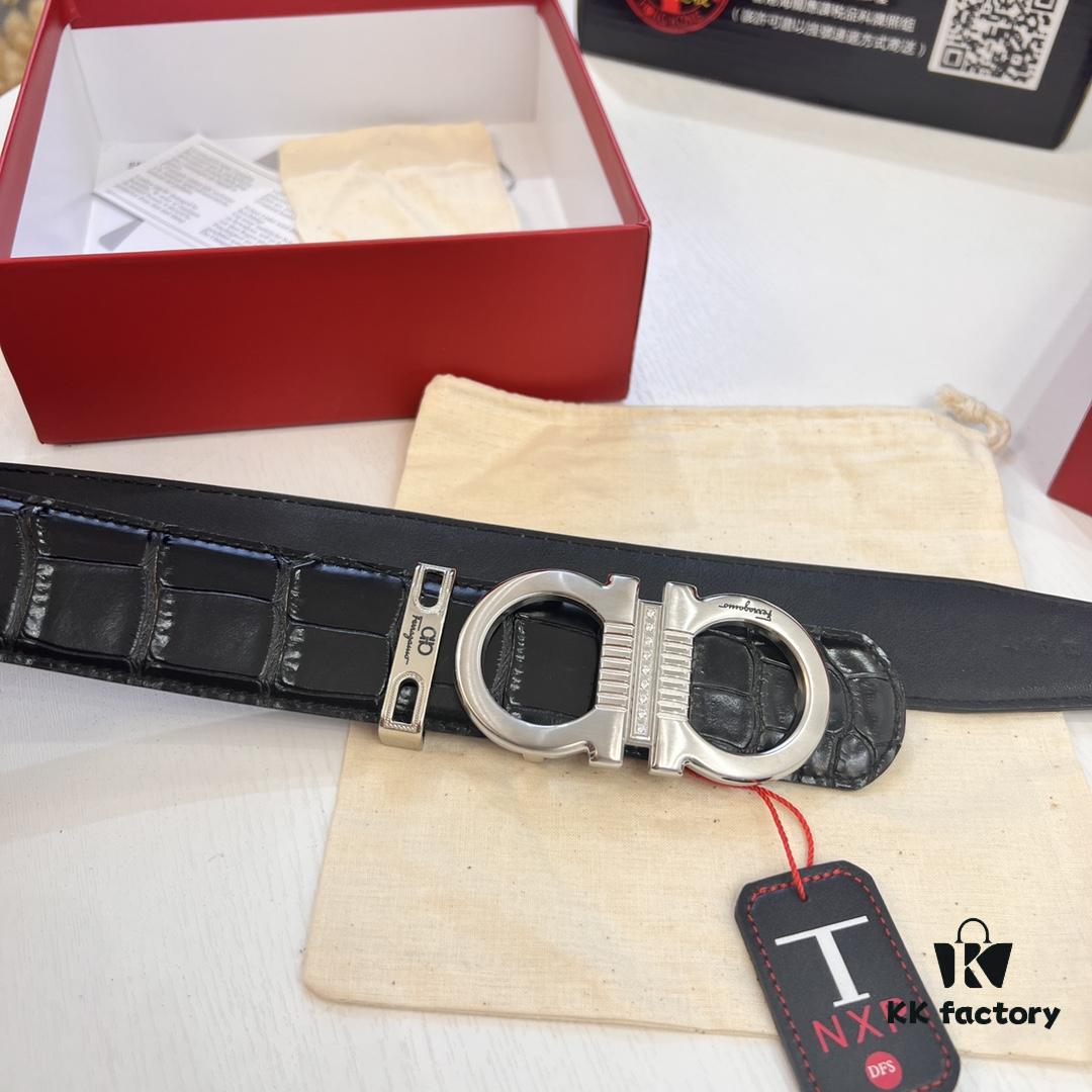 Top-tier Belt, Hong Kong Duty-Free T Gift Box, Anti-Counterfeit QR Code Authentication, Hong Kong SAR Address, New 8-Shaped Genuine Hardware, Precision Polished, Authentic Molded Logo with Stamp, New Hot Product🔥 Ferragamo