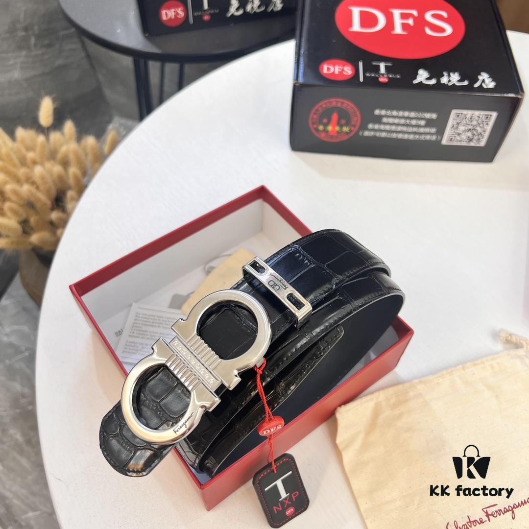 Top-tier Belt, Hong Kong Duty-Free T Gift Box, Anti-Counterfeit QR Code Authentication, Hong Kong SAR Address, New 8-Shaped Genuine Hardware, Precision Polished, Authentic Molded Logo with Stamp, New Hot Product🔥 Ferragamo