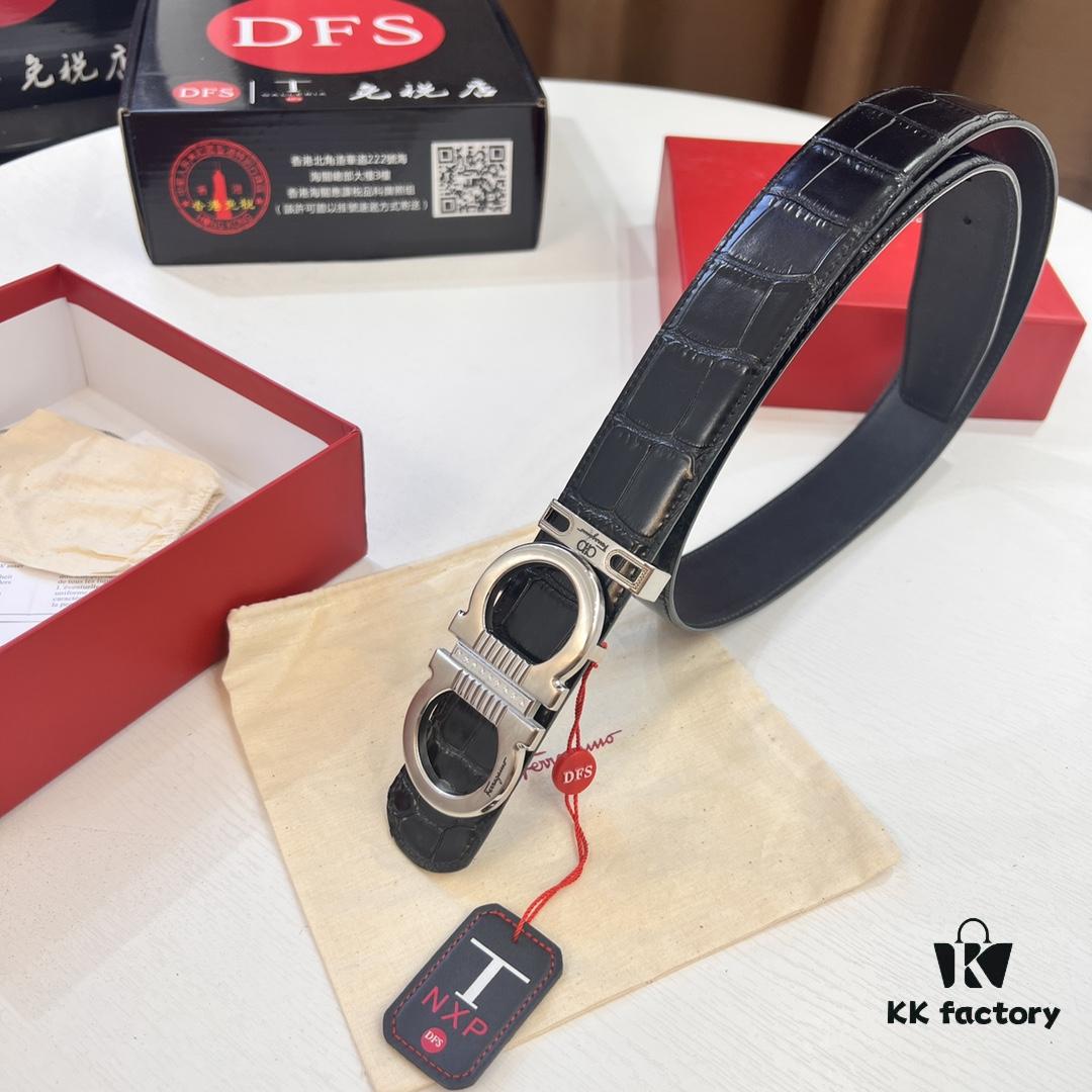 Top-tier Belt, Hong Kong Duty-Free T Gift Box, Anti-Counterfeit QR Code Authentication, Hong Kong SAR Address, New 8-Shaped Genuine Hardware, Precision Polished, Authentic Molded Logo with Stamp, New Hot Product🔥 Ferragamo