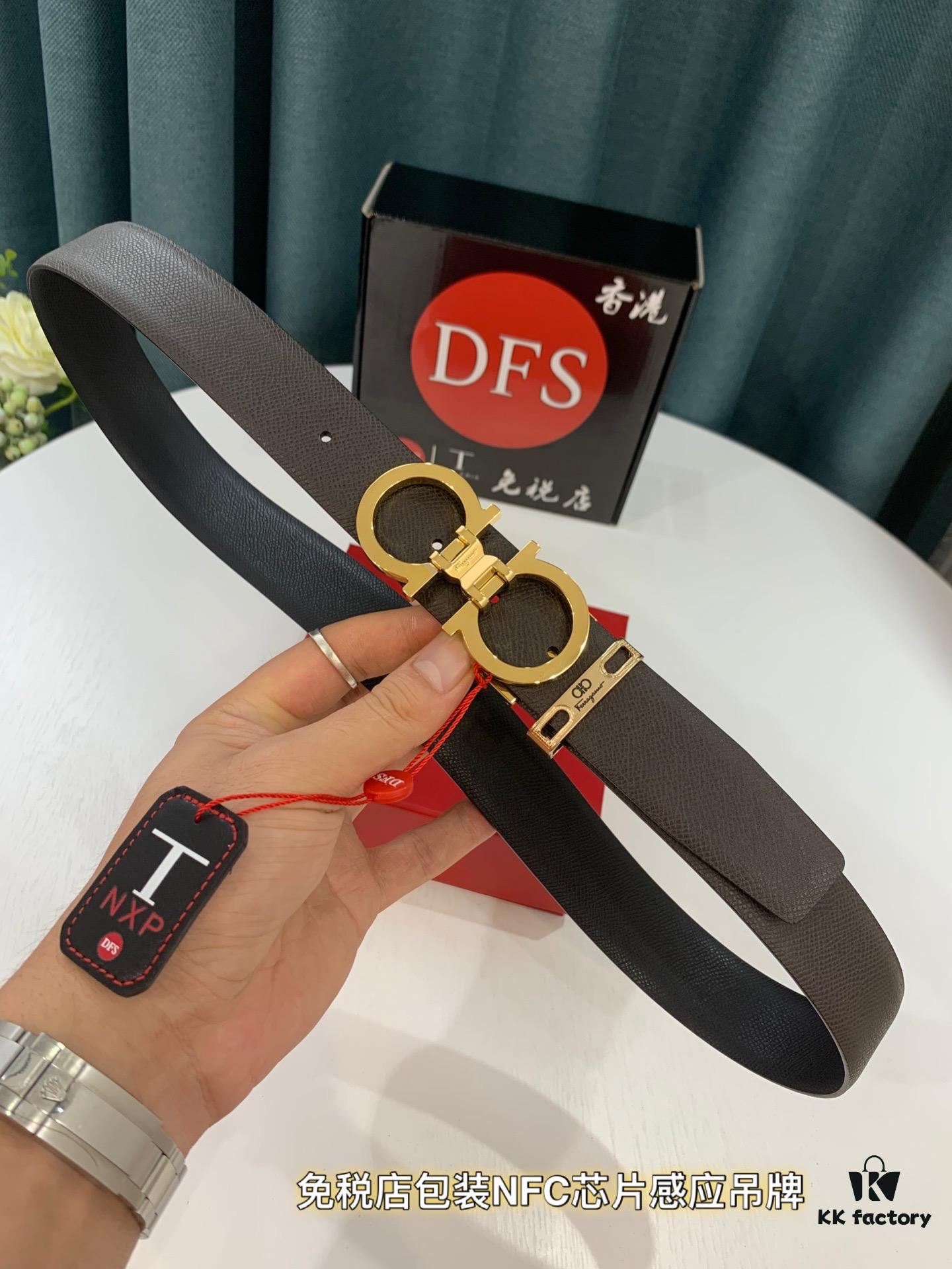 Top-Tier Salvatore Ferragamo Belt, Hong Kong Duty-Free Gift Box, Authenticity Verified by QR Code, New '8' Shape Genuine Hardware
