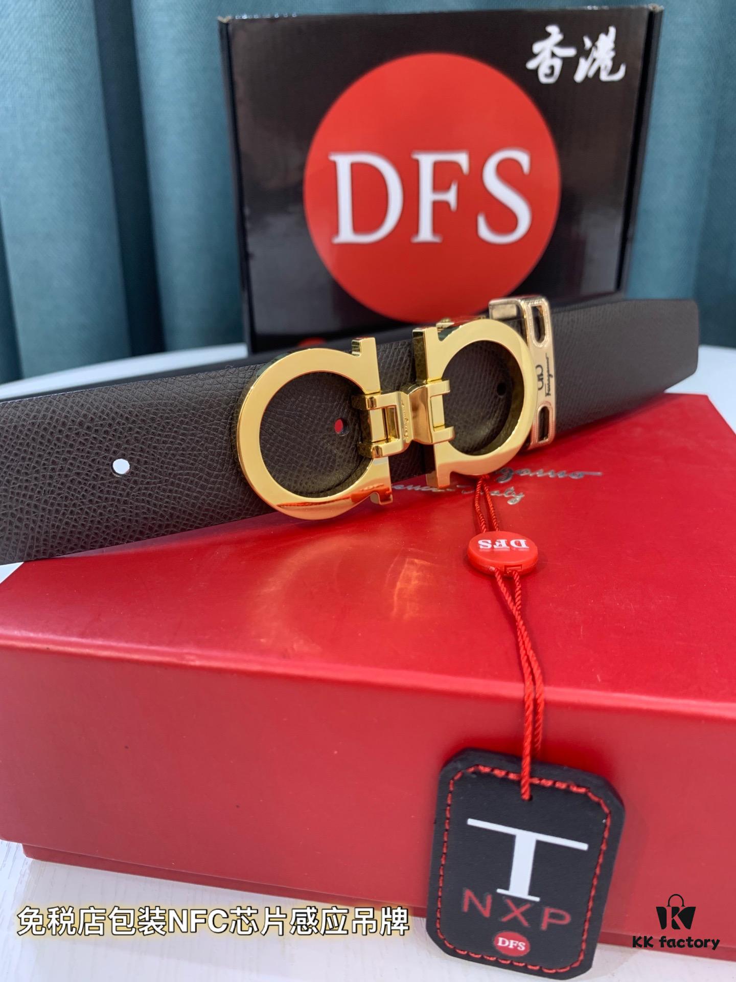 Top-Tier Salvatore Ferragamo Belt, Hong Kong Duty-Free Gift Box, Authenticity Verified by QR Code, New '8' Shape Genuine Hardware