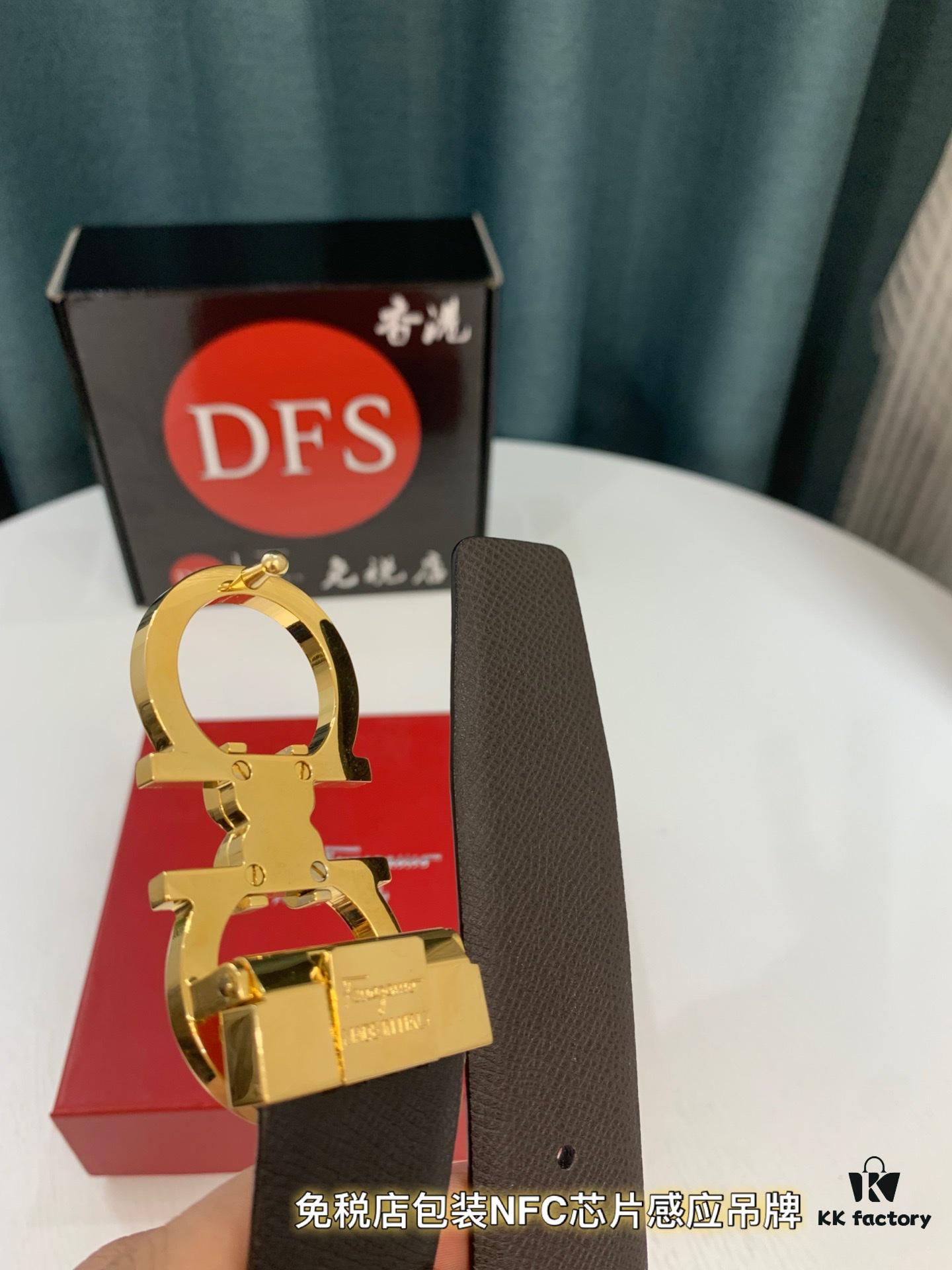 Top-Tier Salvatore Ferragamo Belt, Hong Kong Duty-Free Gift Box, Authenticity Verified by QR Code, New '8' Shape Genuine Hardware