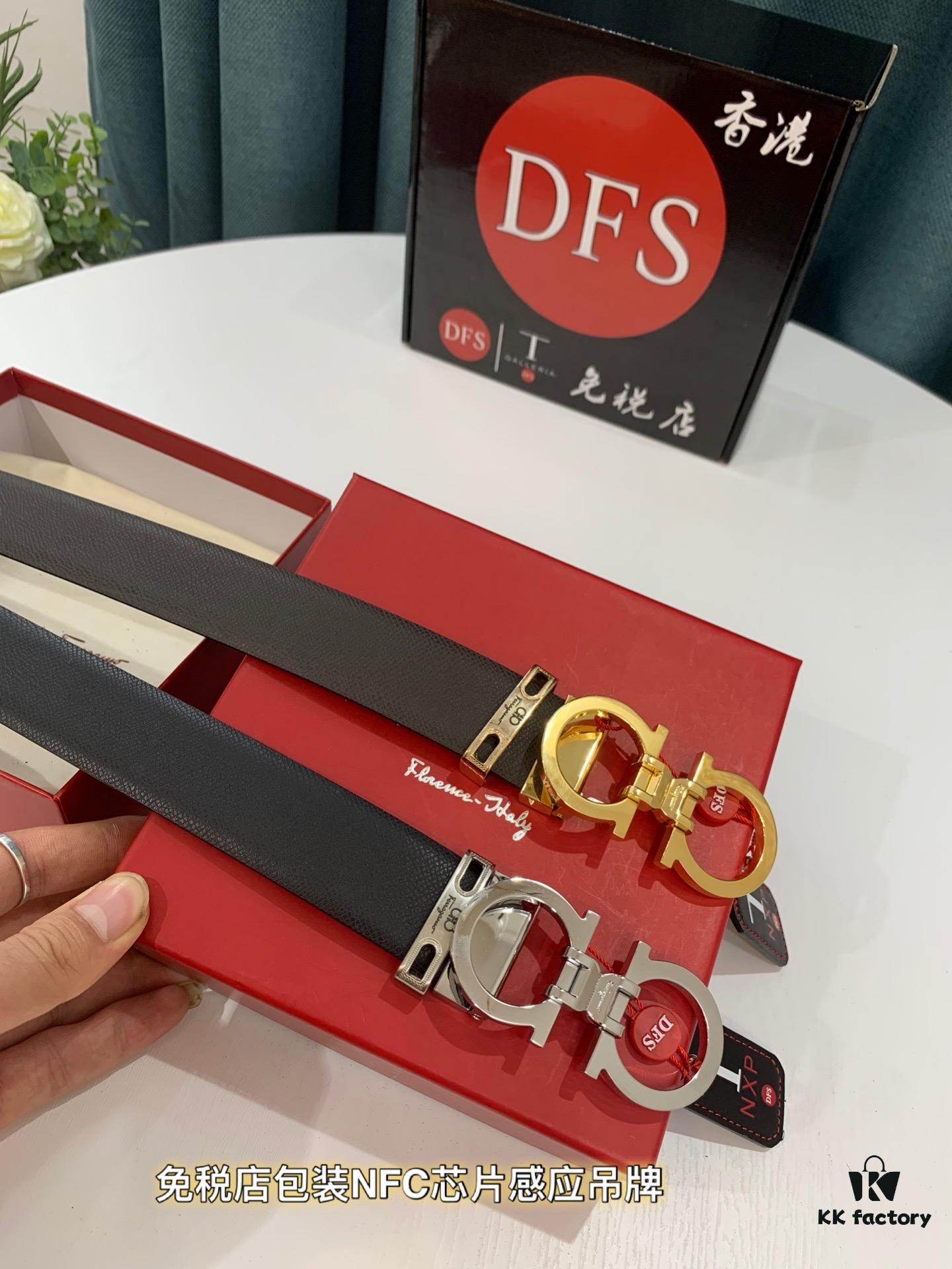 Top-Tier Salvatore Ferragamo Belt, Hong Kong Duty-Free Gift Box, Authenticity Verified by QR Code, New '8' Shape Genuine Hardware
