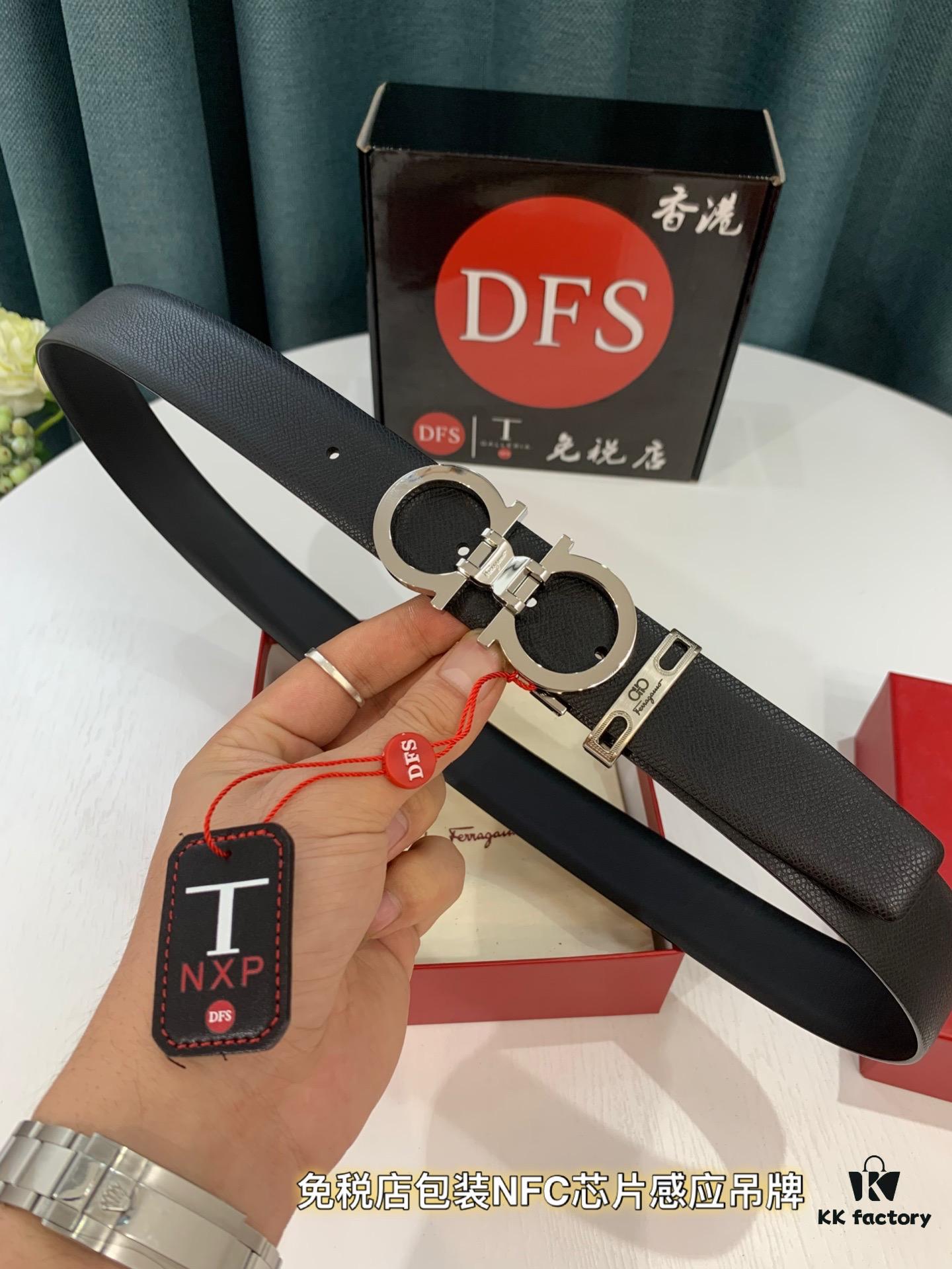 Top-Tier Salvatore Ferragamo Belt, Hong Kong Duty-Free T Gift Box, Anti-Counterfeit QR Code Authentication, Genuine 8-Shaped Hardware, Full-Grain Imported Cowhide, Dual-Color Reversible Design