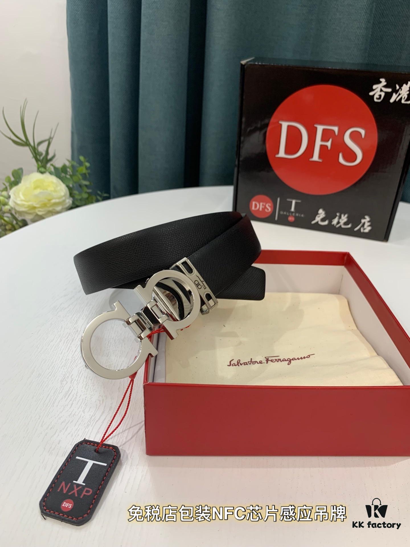 Top-Tier Salvatore Ferragamo Belt, Hong Kong Duty-Free T Gift Box, Anti-Counterfeit QR Code Authentication, Genuine 8-Shaped Hardware, Full-Grain Imported Cowhide, Dual-Color Reversible Design