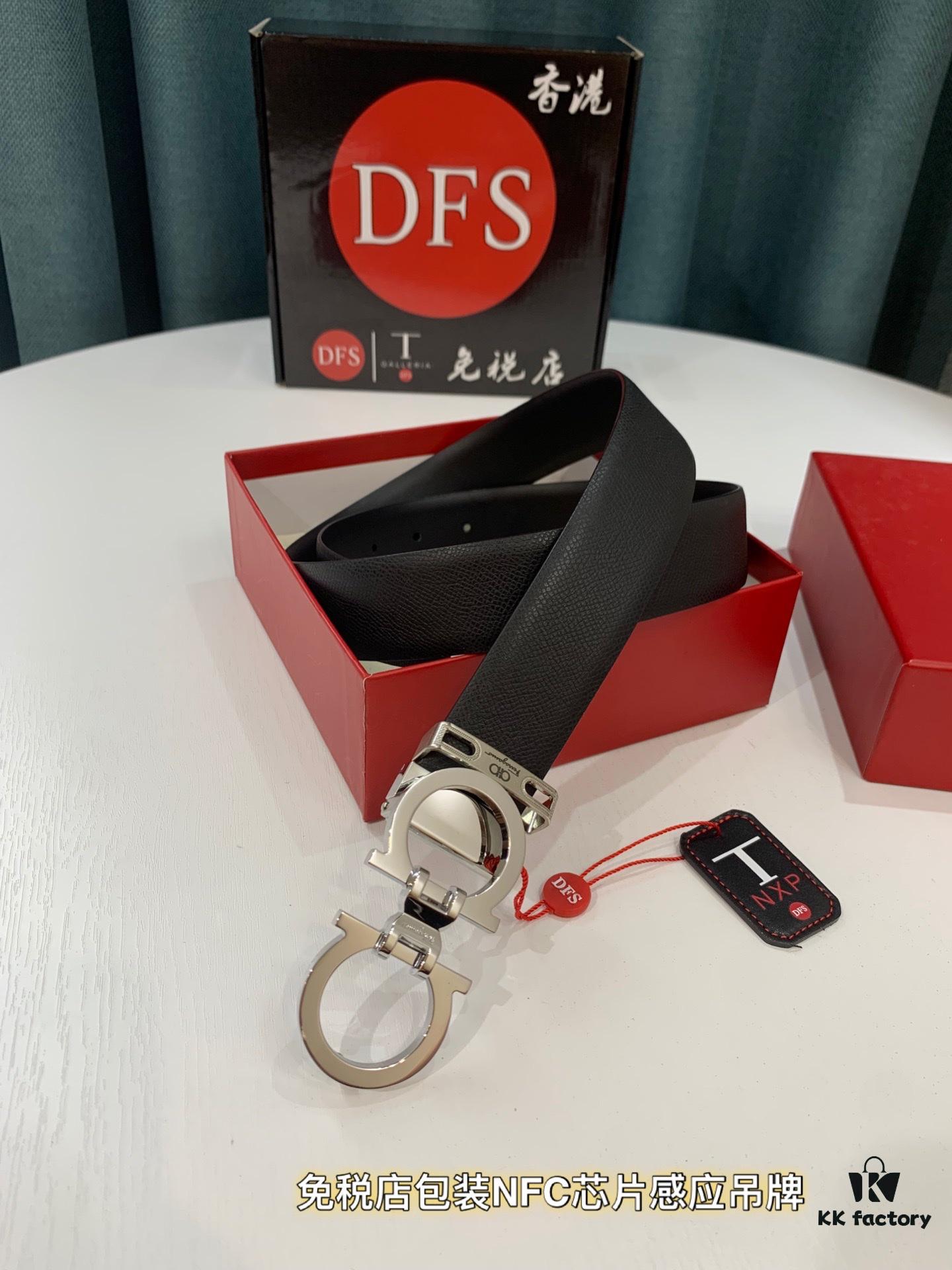 Top-Tier Salvatore Ferragamo Belt, Hong Kong Duty-Free T Gift Box, Anti-Counterfeit QR Code Authentication, Genuine 8-Shaped Hardware, Full-Grain Imported Cowhide, Dual-Color Reversible Design