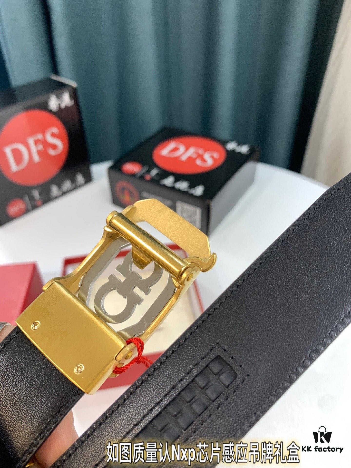 Arrival 🎺🎺 Genuine Photo, Ferragamo Automatic Series Men's Belt, ZP Molded 8-Shaped Beveled Pattern with Stainless Steel Hardware, Business Belt, Imported Small Ferragamo 8-Pattern Full-Grain Cowhide, Automatic Tooth Adjustment, Width 3.5 cm