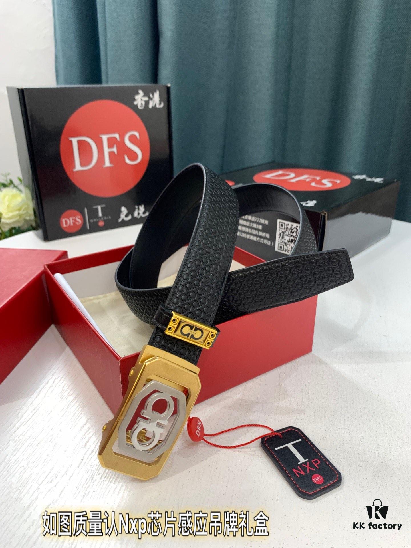 Arrival 🎺🎺 Genuine Photo, Ferragamo Automatic Series Men's Belt, ZP Molded 8-Shaped Beveled Pattern with Stainless Steel Hardware, Business Belt, Imported Small Ferragamo 8-Pattern Full-Grain Cowhide, Automatic Tooth Adjustment, Width 3.5 cm