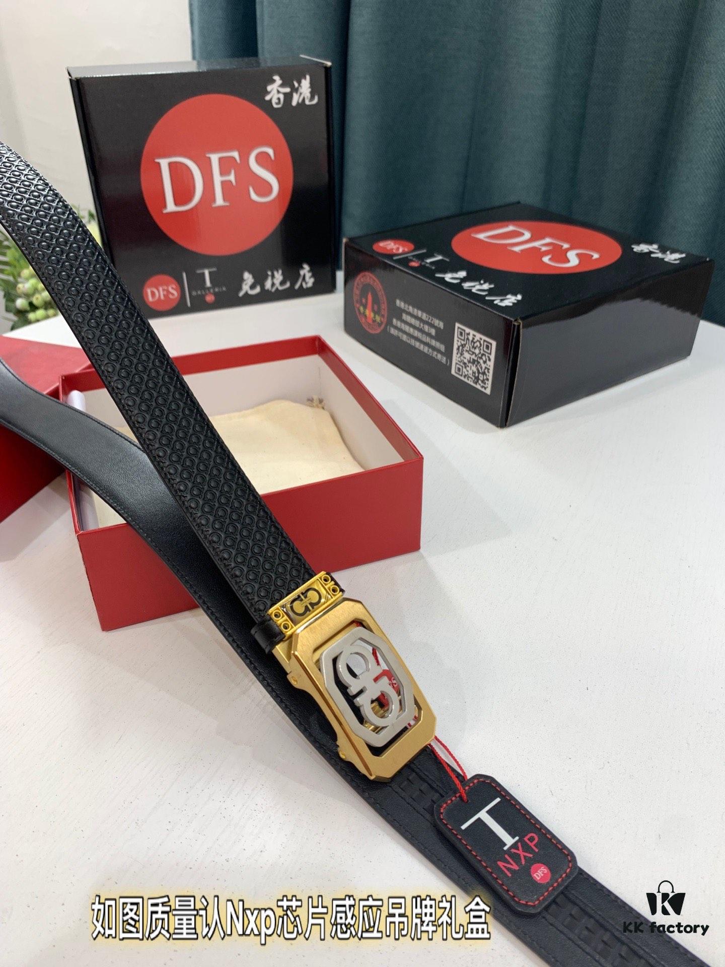 Arrival 🎺🎺 Genuine Photo, Ferragamo Automatic Series Men's Belt, ZP Molded 8-Shaped Beveled Pattern with Stainless Steel Hardware, Business Belt, Imported Small Ferragamo 8-Pattern Full-Grain Cowhide, Automatic Tooth Adjustment, Width 3.5 cm