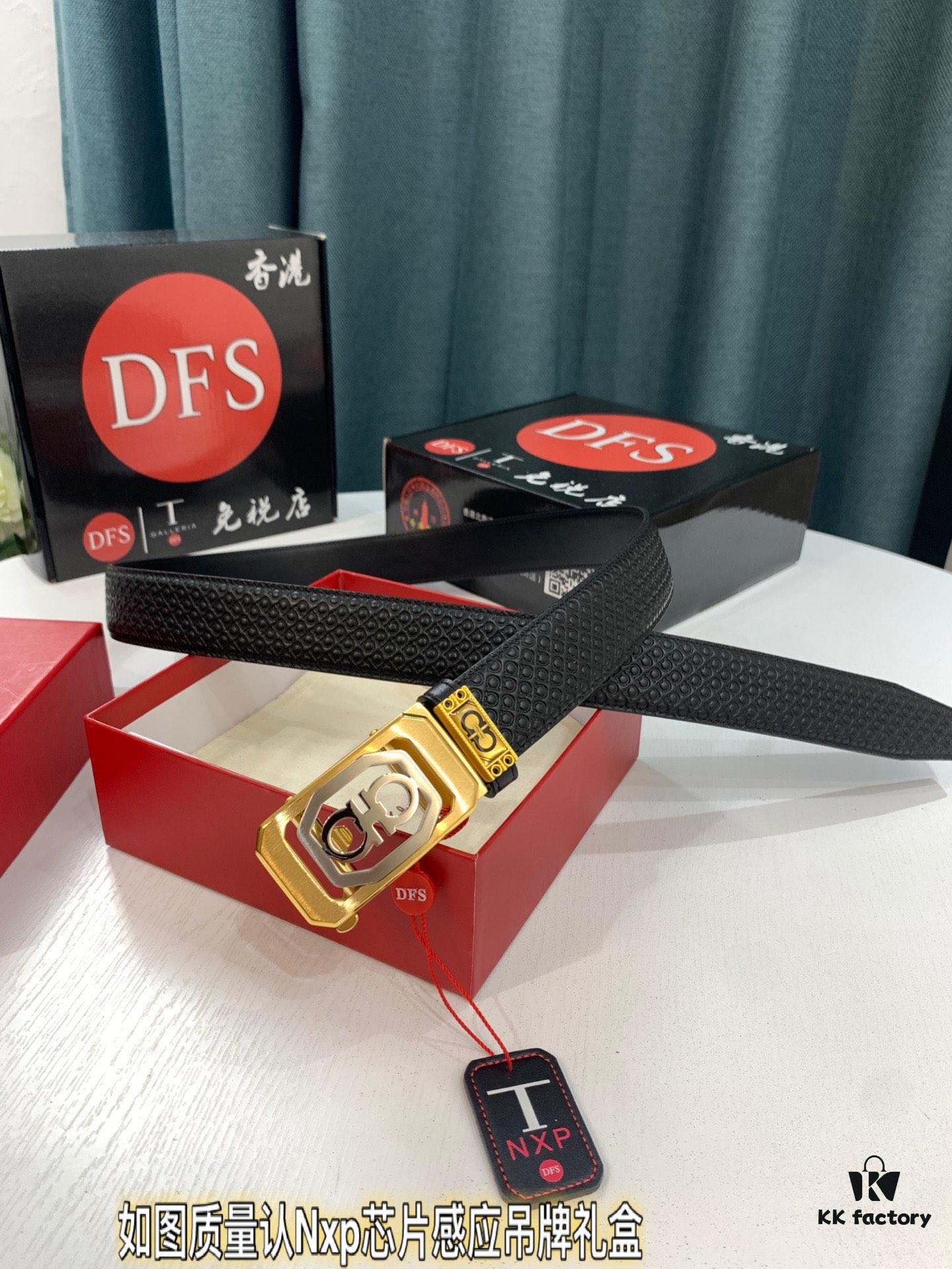 Arrival 🎺🎺 Genuine Photo, Ferragamo Automatic Series Men's Belt, ZP Molded 8-Shaped Beveled Pattern with Stainless Steel Hardware, Business Belt, Imported Small Ferragamo 8-Pattern Full-Grain Cowhide, Automatic Tooth Adjustment, Width 3.5 cm