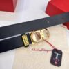 Salvatore Ferragamo Men's Belt, Genuine Top-Layer Calfskin with Logo Embossing, Reversible Design, 3.5cm Width, Stainless Steel Buckle, Adjustable Length