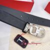 Ferragamo Men's Belt, Genuine Top-Layer Calfskin with Double-Sided Usage, 3.5cm Width, Stainless Steel '8' Buckle, Adjustable Length