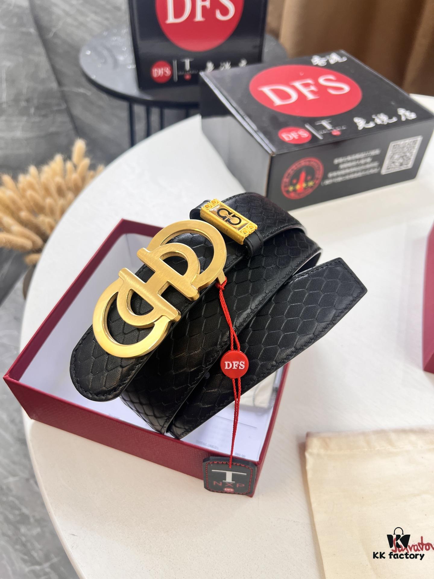 Top-tier Salvatore Ferragamo Belt, Hong Kong Duty-Free Gift Box, Original 8-Shaped Hardware, Genuine Leather with NXP Chip