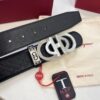 Top-tier Salvatore Ferragamo Men's Belt, Original 8-Shaped Hardware, Genuine Python-Grain Full-Grain Cowhide Leather, German-Made Craftsmanship, NFC Chip (NXP), Adjustable Length, Hong Kong Duty-Free Gift Box, Anti-Counterfeit QR Authentication