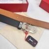 Salvatore Ferragamo Men's Belt, Genuine First-Layer Calf Leather, Dual-Sided Use, 3.5cm Width, Stainless Steel Hardware, Adjustable Length