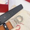 Salvatore Ferragamo Men's Belt, Genuine First-Layer Calf Leather, Dual-Sided Use, 3.5cm Width, Stainless Steel Hardware, Adjustable Length