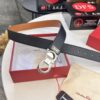 Salvatore Ferragamo Men's Belt, Genuine First-Layer Calf Leather, Dual-Sided Use, 3.5cm Width, Stainless Steel Hardware, Adjustable Length