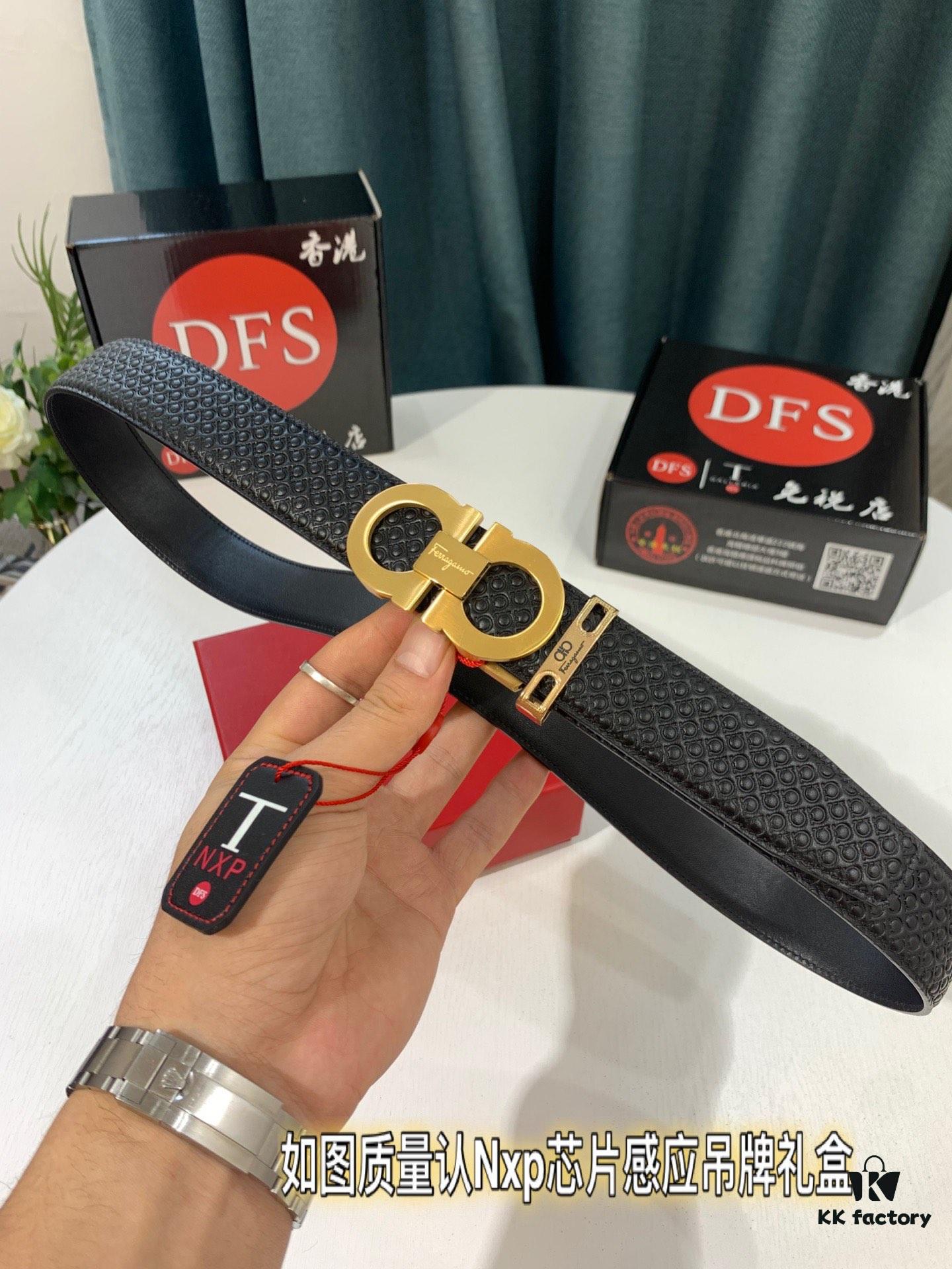 Arrival 🎺🎺 Authentic Photography, Ferragamo Automatic Series Men's Belt, ZP Mould Made, 8-Shaped Woven Inner Steel Hardware, Business Belt, Imported Top-Grade Calfskin with Ferragamo 8-Pattern Buckle, Self-Adjusting Teeth, 3.5 cm Width