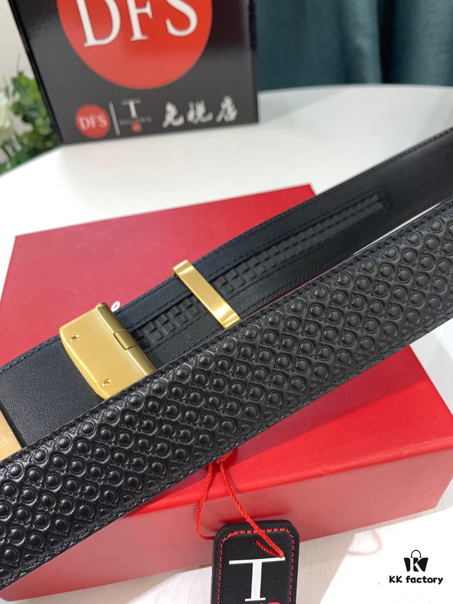 Arrival 🎺🎺 Authentic Photography, Ferragamo Automatic Series Men's Belt, ZP Mould Made, 8-Shaped Woven Inner Steel Hardware, Business Belt, Imported Top-Grade Calfskin with Ferragamo 8-Pattern Buckle, Self-Adjusting Teeth, 3.5 cm Width