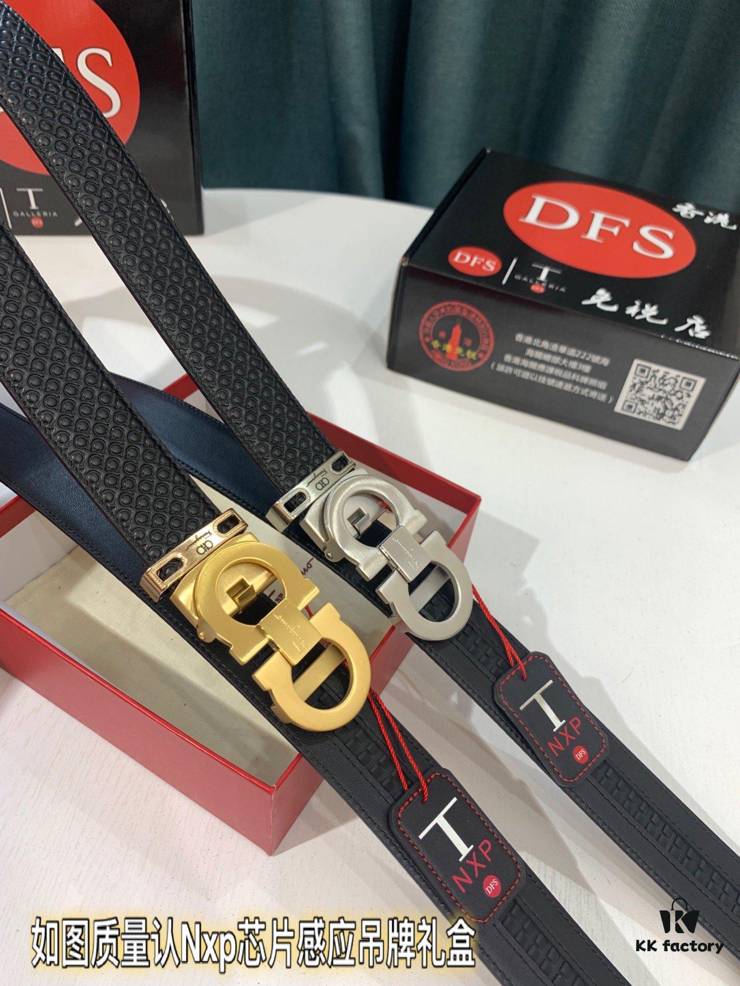 Arrival 🎺🎺 Authentic Photography, Ferragamo Automatic Series Men's Belt, ZP Mould Made, 8-Shaped Woven Inner Steel Hardware, Business Belt, Imported Top-Grade Calfskin with Ferragamo 8-Pattern Buckle, Self-Adjusting Teeth, 3.5 cm Width