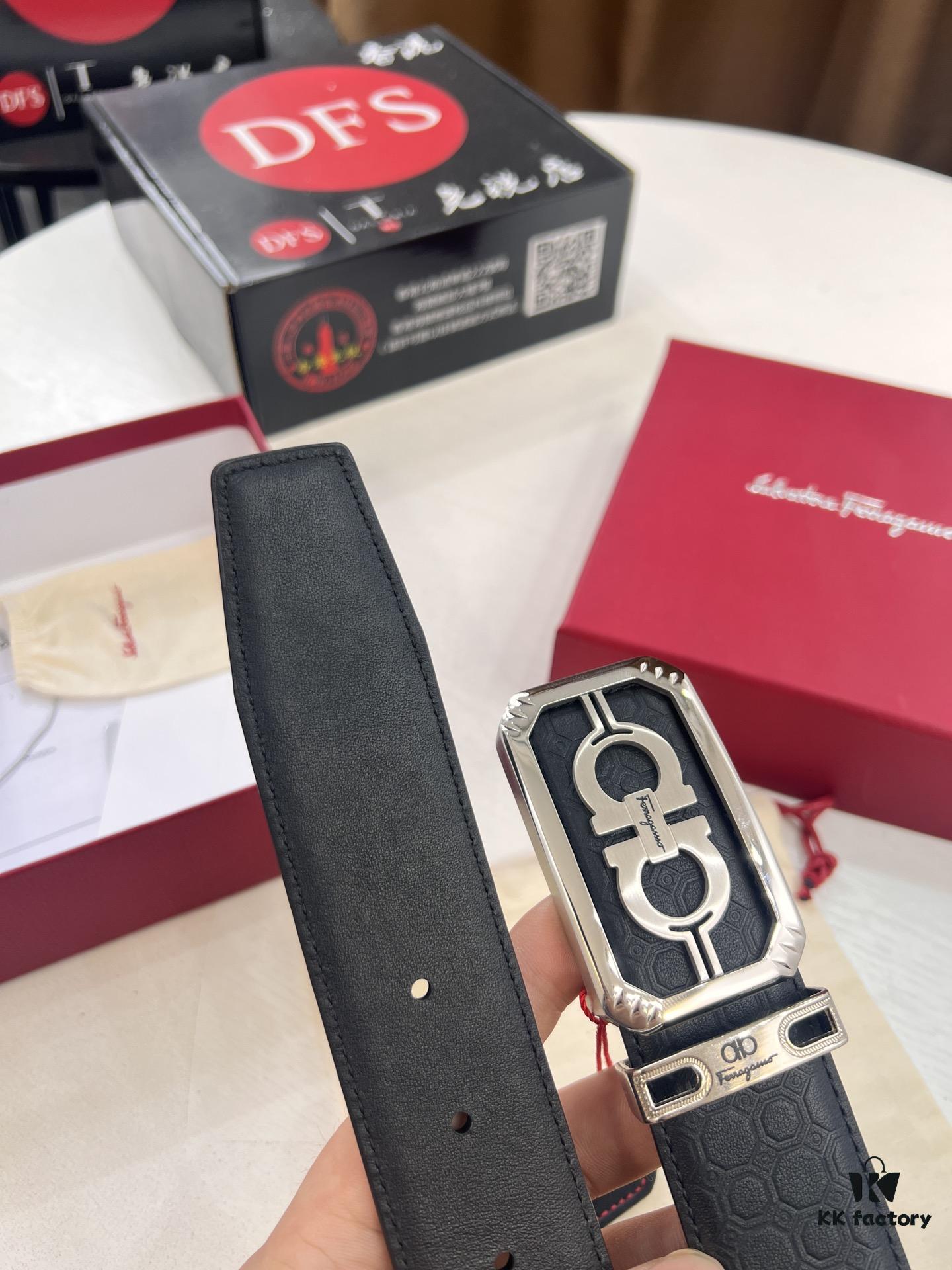Top-Tier Belt, Hong Kong Duty-Free T Gift Box, Anti-Counterfeit QR Code Authentication, Hong Kong SAR Address, New 8-Shaped Authentic Hardware, Precision Craftsmanship, Genuine Molded Logo with Steel Stamped Tail Clip, New Hot Product 🔥 Ferragamo