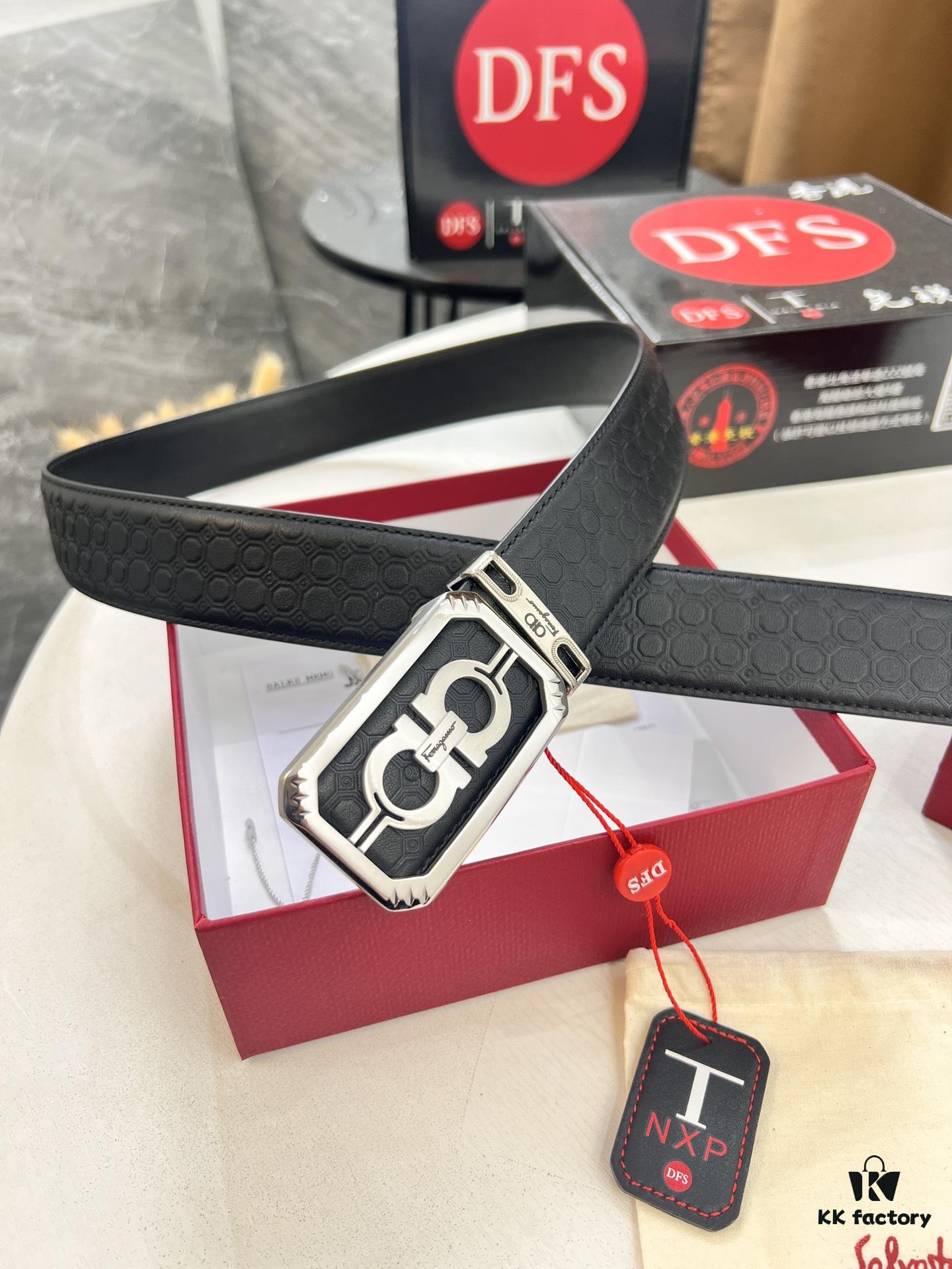 Top-Tier Belt, Hong Kong Duty-Free T Gift Box, Anti-Counterfeit QR Code Authentication, Hong Kong SAR Address, New 8-Shaped Authentic Hardware, Precision Craftsmanship, Genuine Molded Logo with Steel Stamped Tail Clip, New Hot Product 🔥 Ferragamo