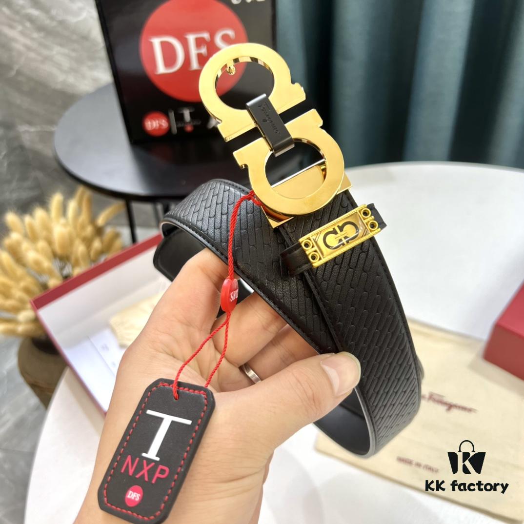 Hong Kong Tax-Free T Gift Box 🎁 (NXP Tag with Anti-Counterfeit Chip, Official Website Verifiable), Genuine Mold, New Figure-8 Buckle Stainless Steel Hardware, Double-Sided Use, Ferragamo Style