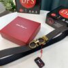 Salvatore Ferragamo Men's Belt, Genuine First-Layer Calfskin, Dual-Sided Use, 3.5cm Width, Aged '8' Steel Hardware, Authentic Duty-Free Packaged with NXP Chip Verification