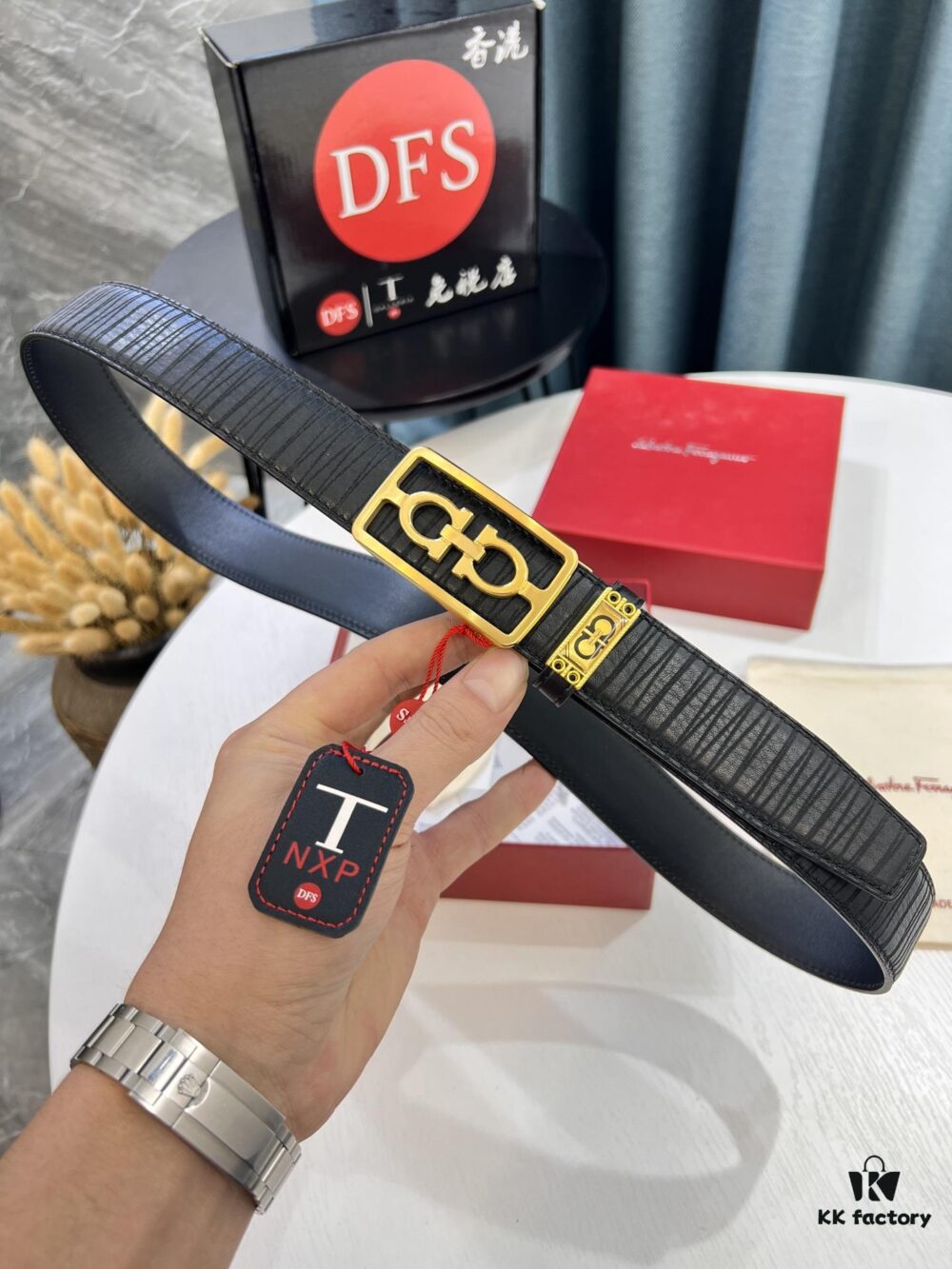 Top-Tier Original Belt: Hong Kong Duty-Free T Gift Box (NXP Hangtag with Authenticity Chip, Official Website Verifiable)