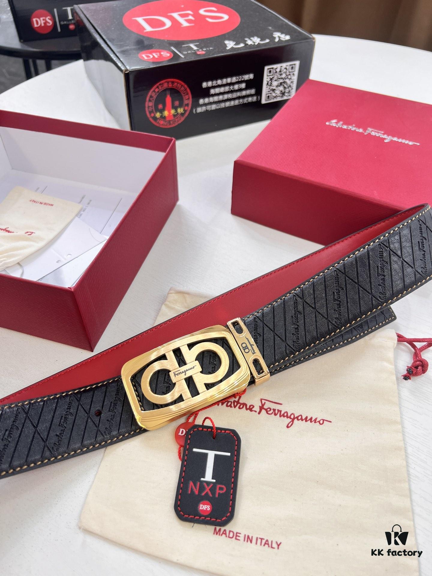 Top-tier Belt, Hong Kong Duty-Free T Gift Box, Anti-Counterfeit QR Code Authentication, Hong Kong SAR Address, New 8-Shaped Original Hardware, Precision Polished, Genuine Mold Logo with Steel Stamp, New Hot Product Ferragamo