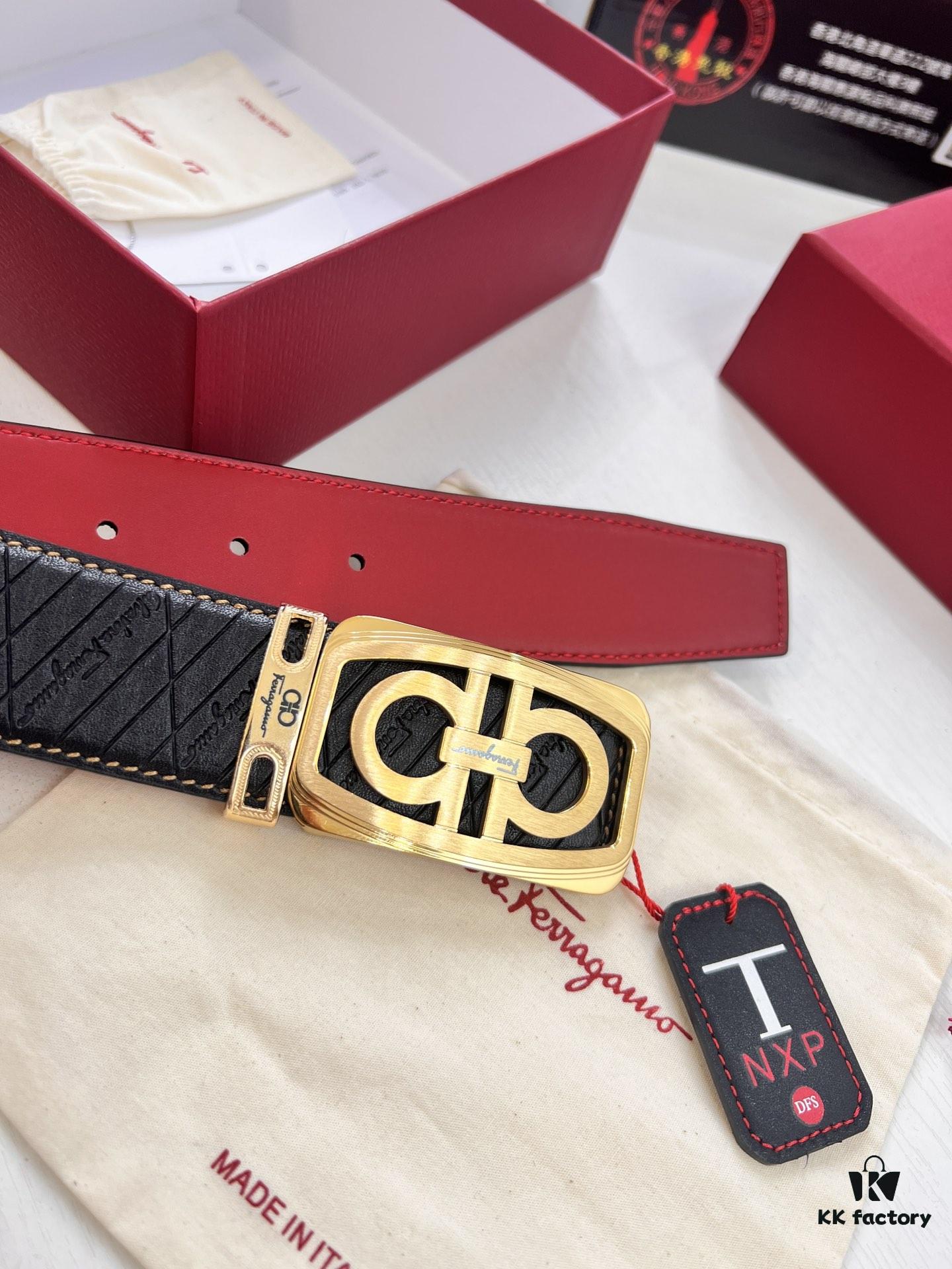 Top-tier Belt, Hong Kong Duty-Free T Gift Box, Anti-Counterfeit QR Code Authentication, Hong Kong SAR Address, New 8-Shaped Original Hardware, Precision Polished, Genuine Mold Logo with Steel Stamp, New Hot Product Ferragamo