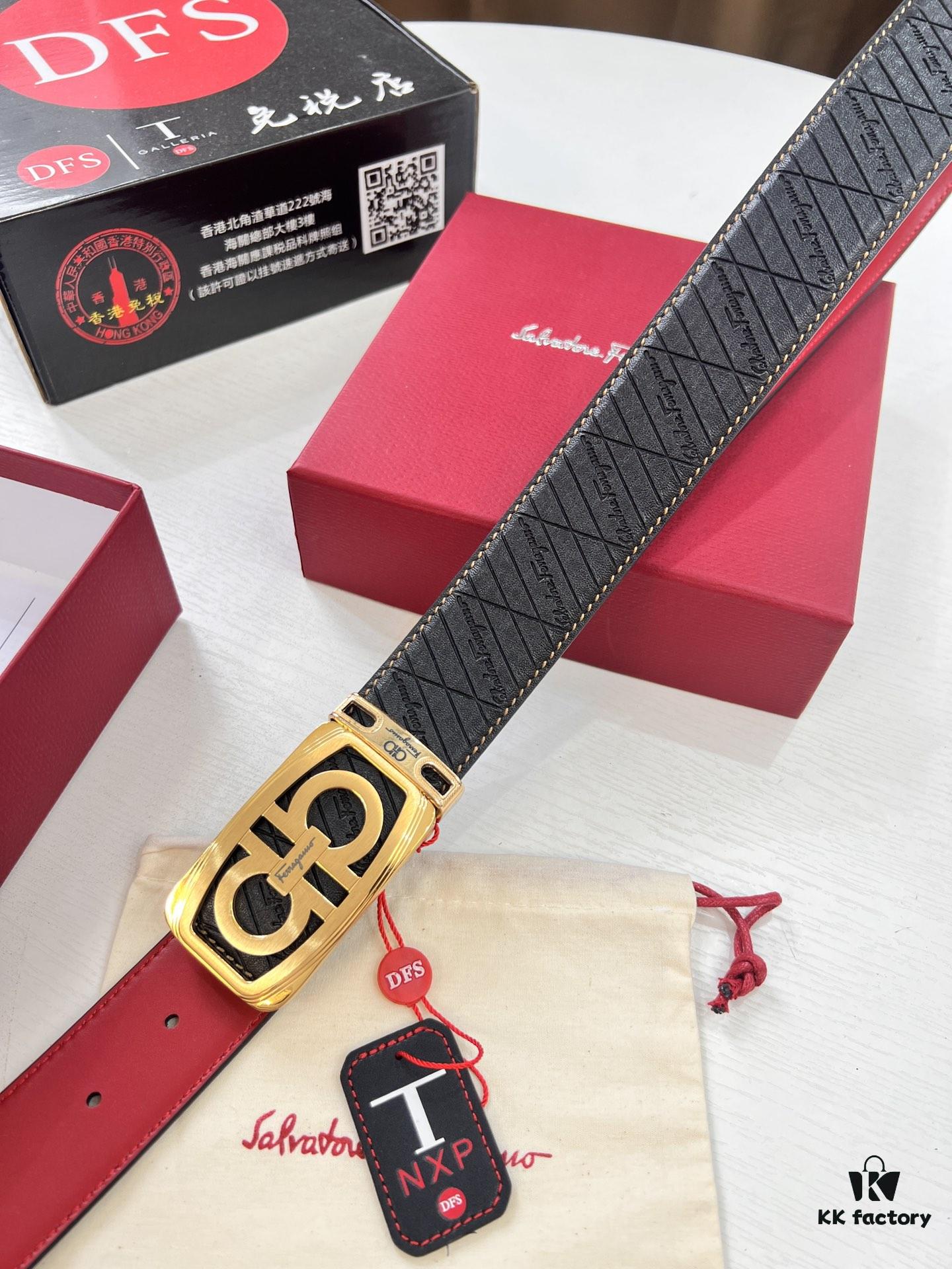 Top-tier Belt, Hong Kong Duty-Free T Gift Box, Anti-Counterfeit QR Code Authentication, Hong Kong SAR Address, New 8-Shaped Original Hardware, Precision Polished, Genuine Mold Logo with Steel Stamp, New Hot Product Ferragamo