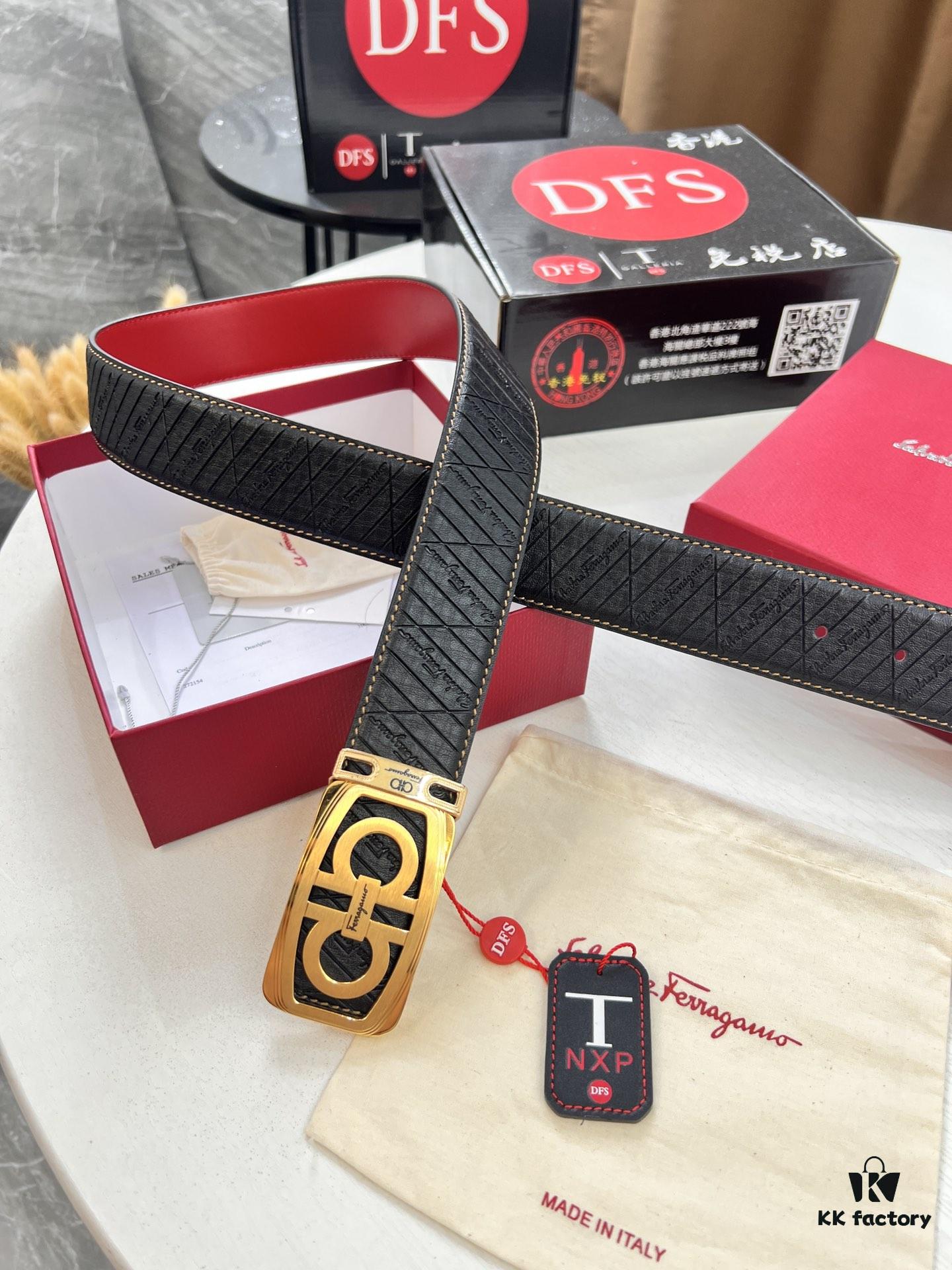Top-tier Belt, Hong Kong Duty-Free T Gift Box, Anti-Counterfeit QR Code Authentication, Hong Kong SAR Address, New 8-Shaped Original Hardware, Precision Polished, Genuine Mold Logo with Steel Stamp, New Hot Product Ferragamo