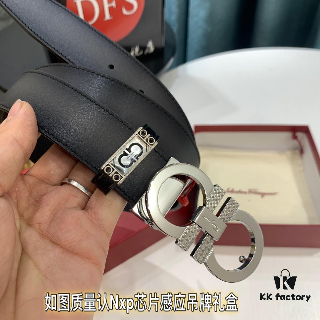 Shop Owner Recommended Filagrado Men's Leather Belt, Genuine Top-Grade Cowhide, Reversible Design, 3.5cm Width, Precision Steel Hardware