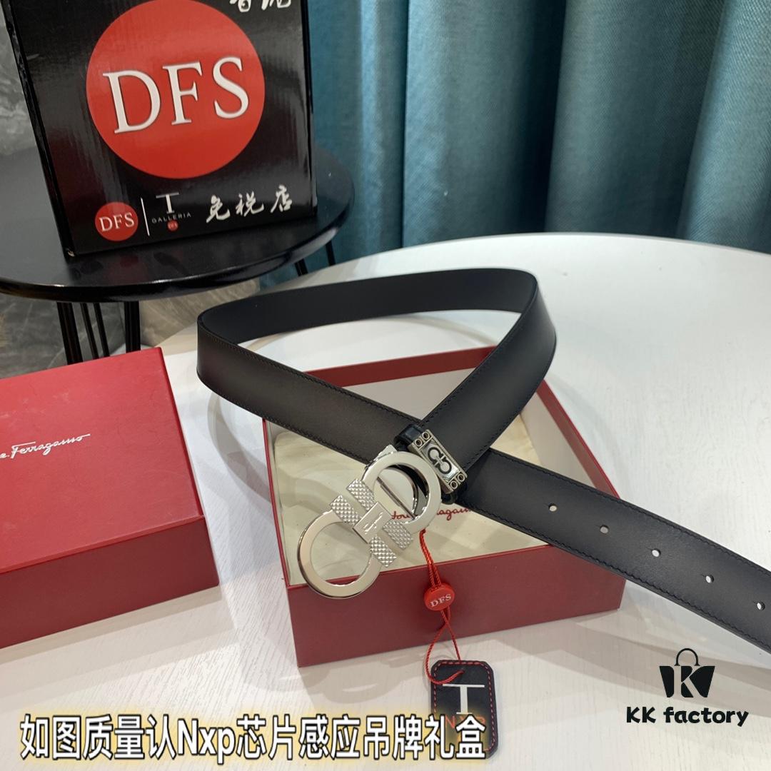 Shop Owner Recommended Filagrado Men's Leather Belt, Genuine Top-Grade Cowhide, Reversible Design, 3.5cm Width, Precision Steel Hardware