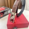 Top-tier Salvatore Ferragamo Belt, Authentic Hong Kong Duty-Free Gift Box, 8-Shaped Genuine Hardware, Full-Grain Crocodile-Texture Calfskin Leather