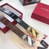 Top-tier Salvatore Ferragamo Belt, Authentic Hong Kong Duty-Free Gift Box, 8-Shaped Genuine Hardware, Full-Grain Crocodile-Texture Calfskin Leather