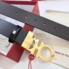 Shop Owner Recommended - Ferragamo Men's Belt, Genuine Imported Full-Grain Calfskin, Reversible Design, 3.5cm Width, Precision Steel Buckle
