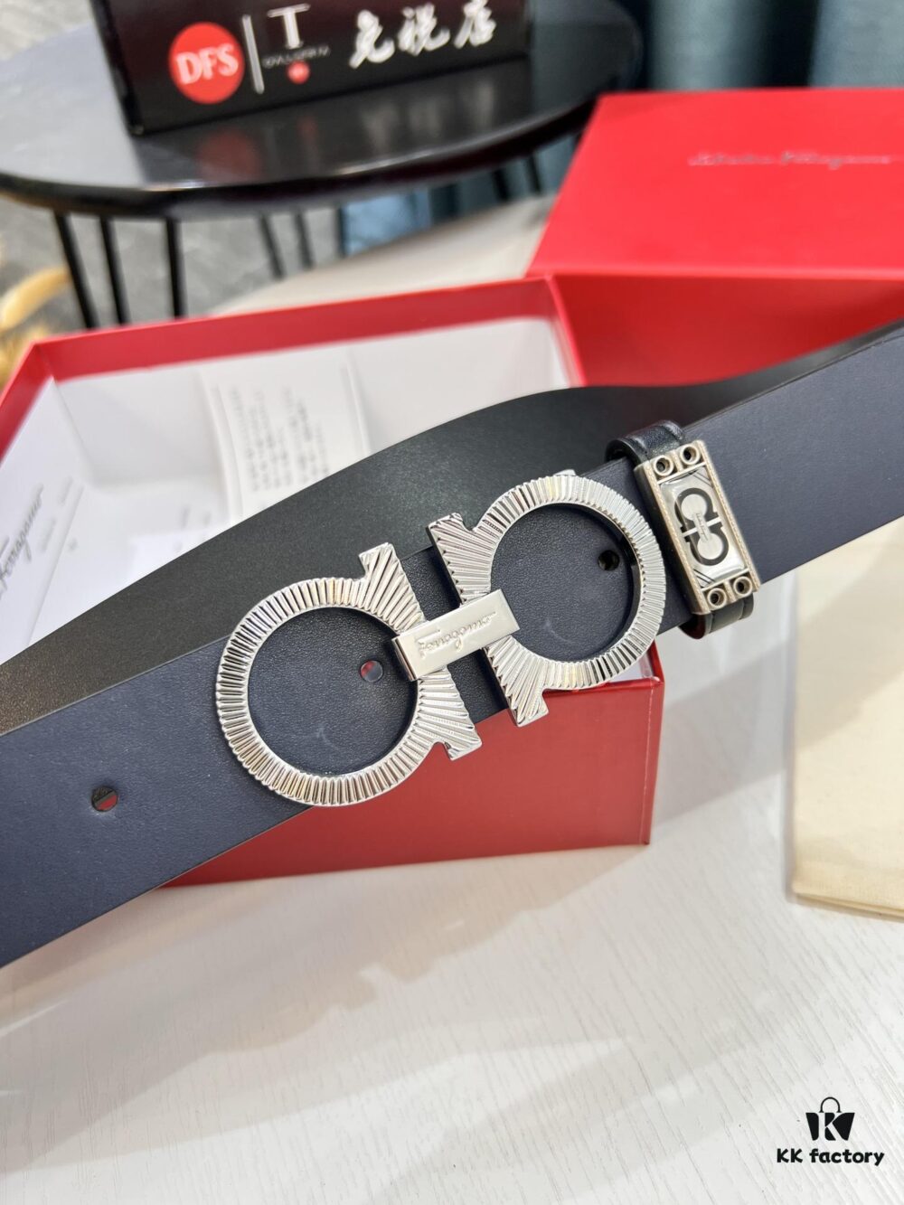 Salvatore Ferragamo Men's Belt, Genuine Imported Full-Grain Calfskin, Reversible Design, 3.5cm Width, Octagonal Stainless Steel Hardware, Adjustable Length