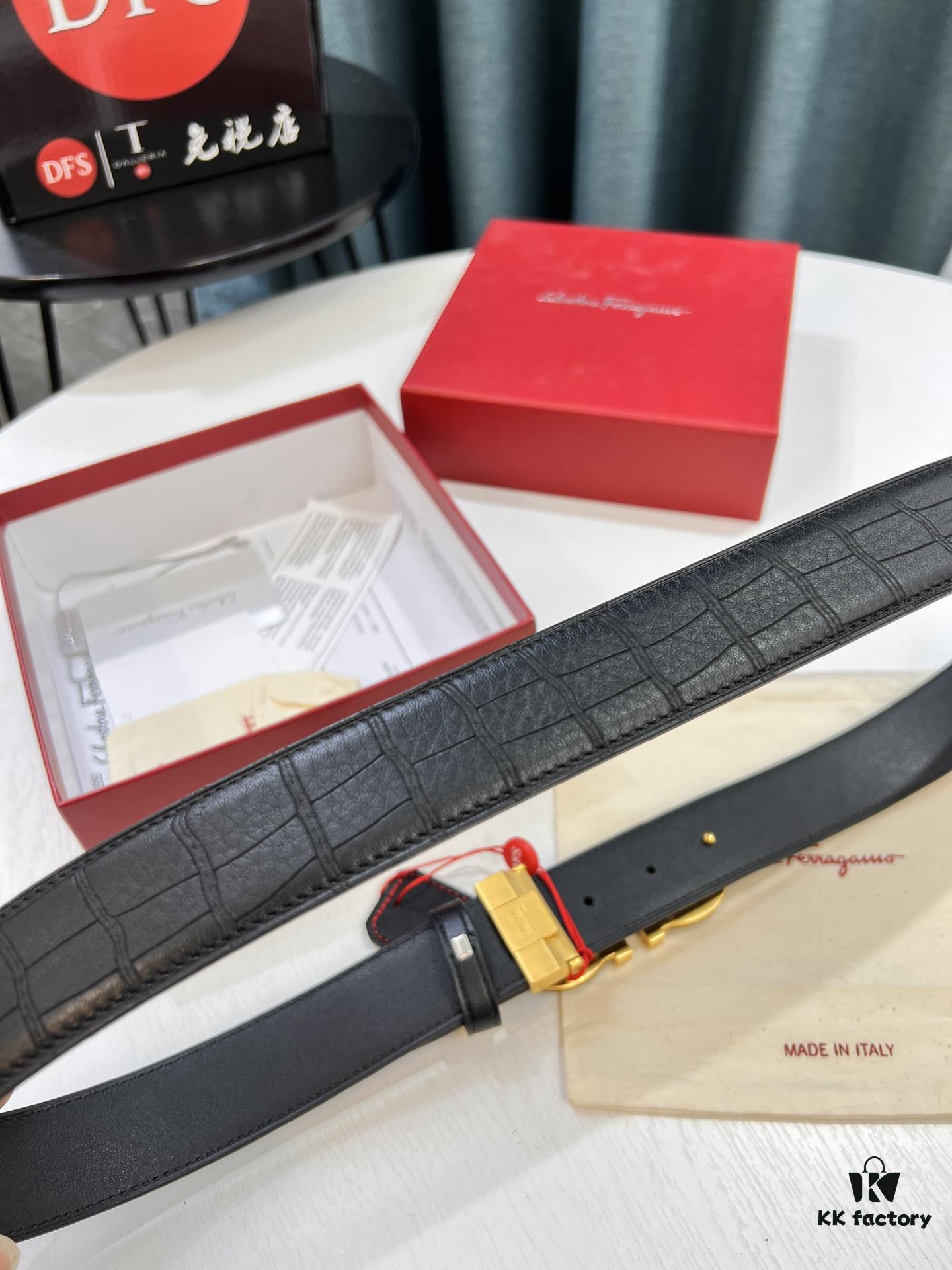Ferragamo Belt, Hong Kong Duty-Free Gift Box (NXP Tag with Authenticity Chip Recognizable on Official Website)